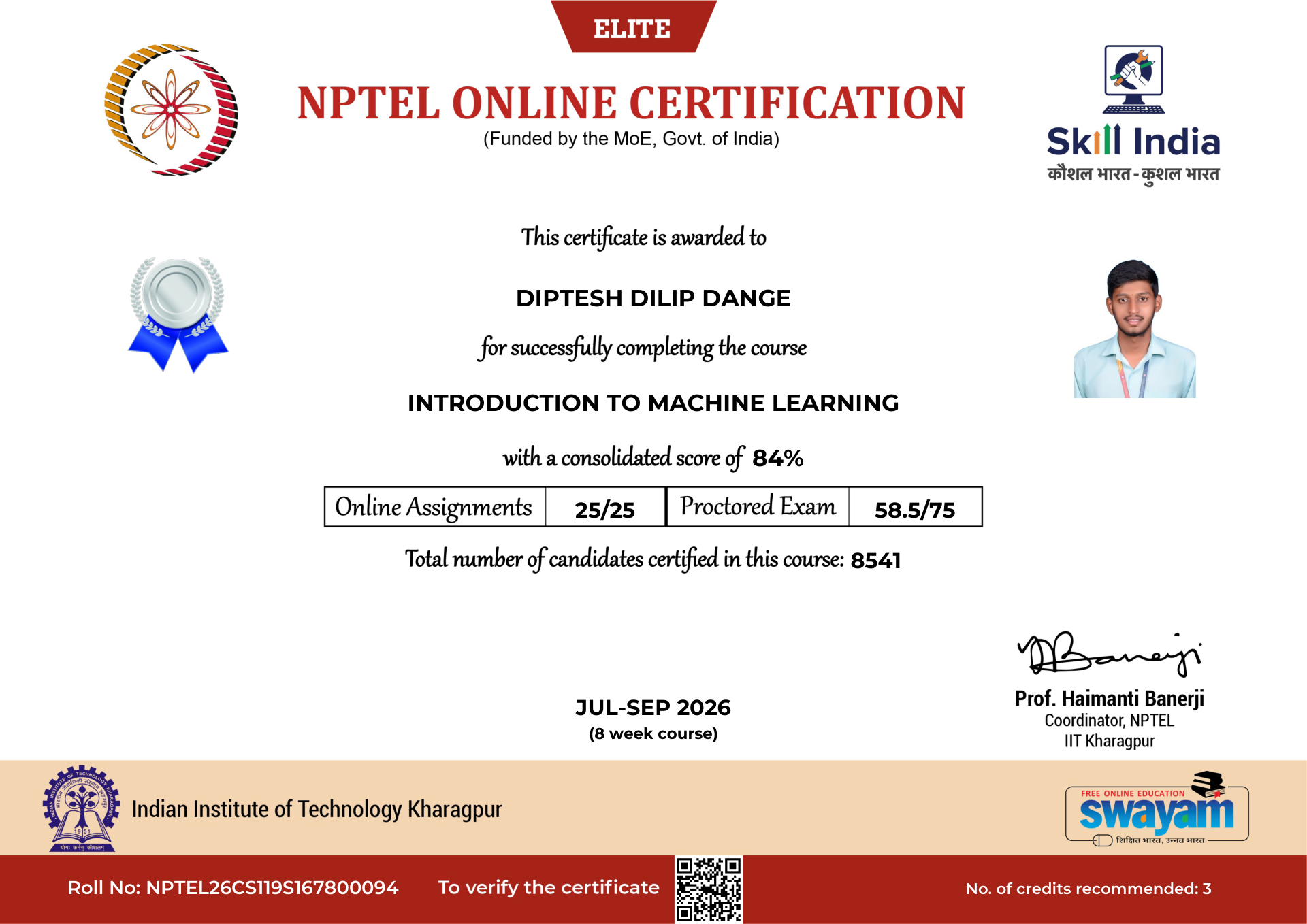 NPTEL Certificate NOC-1HC3-NT3K-P4VJV