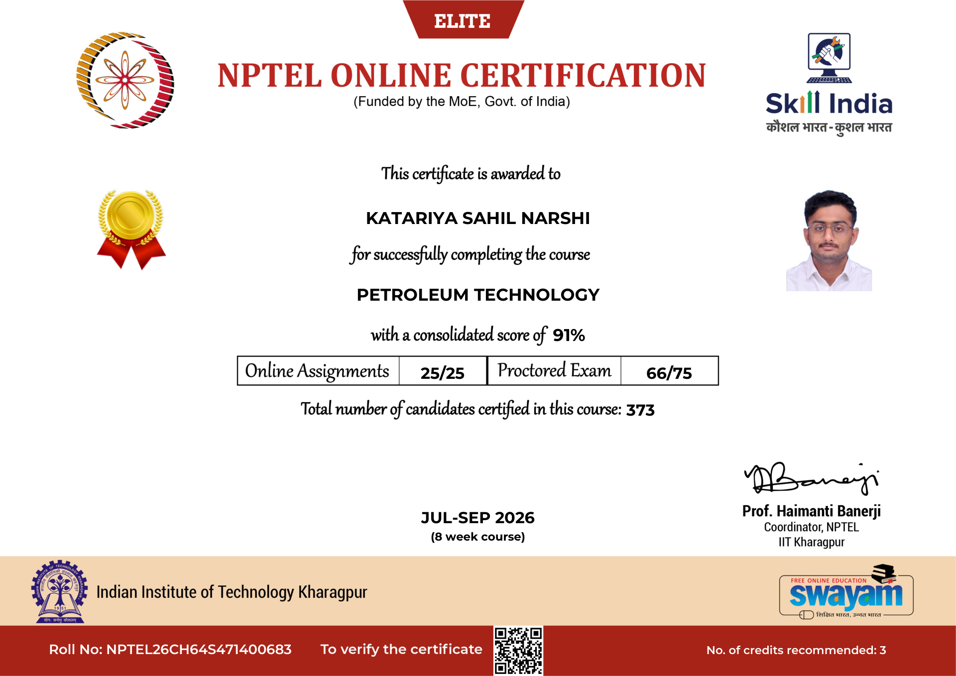 NPTEL Certificate NOC-1P7X-XJER-XRN8R