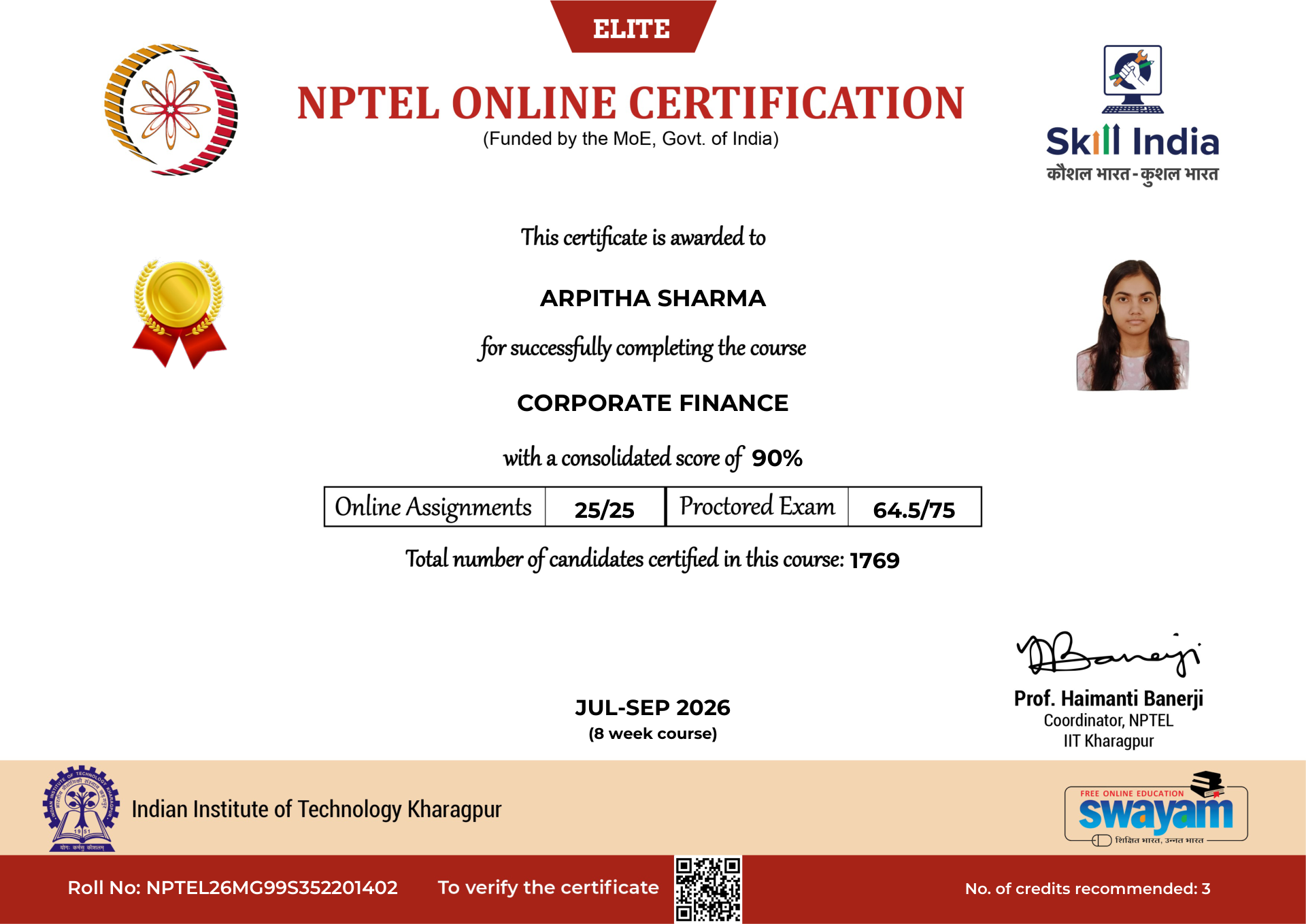 NPTEL Certificate NOC-2N2S-0TNX-TFK51