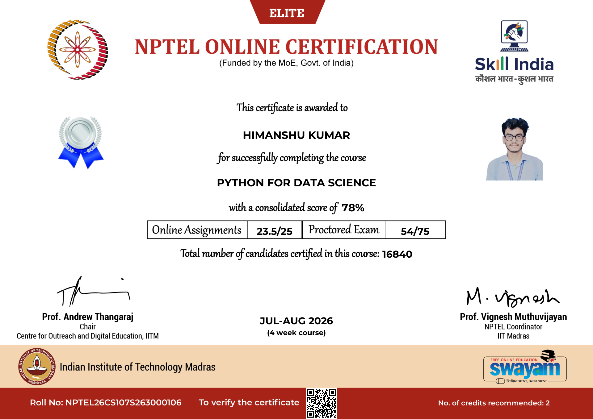 NPTEL Certificate NOC-2WVH-8N79-WBVPG