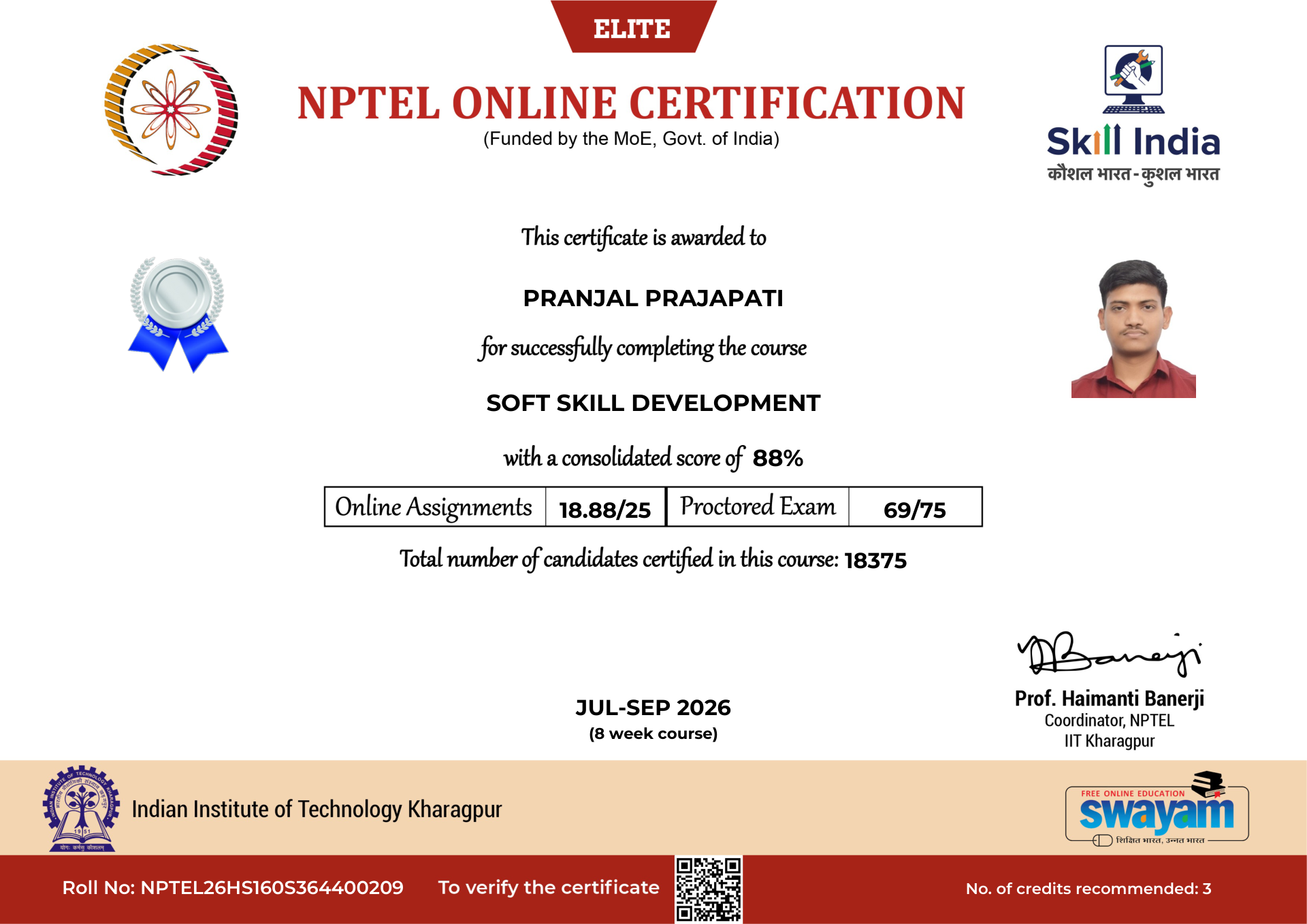 NPTEL Certificate NOC-2Y7G-2A7P-EWJRX