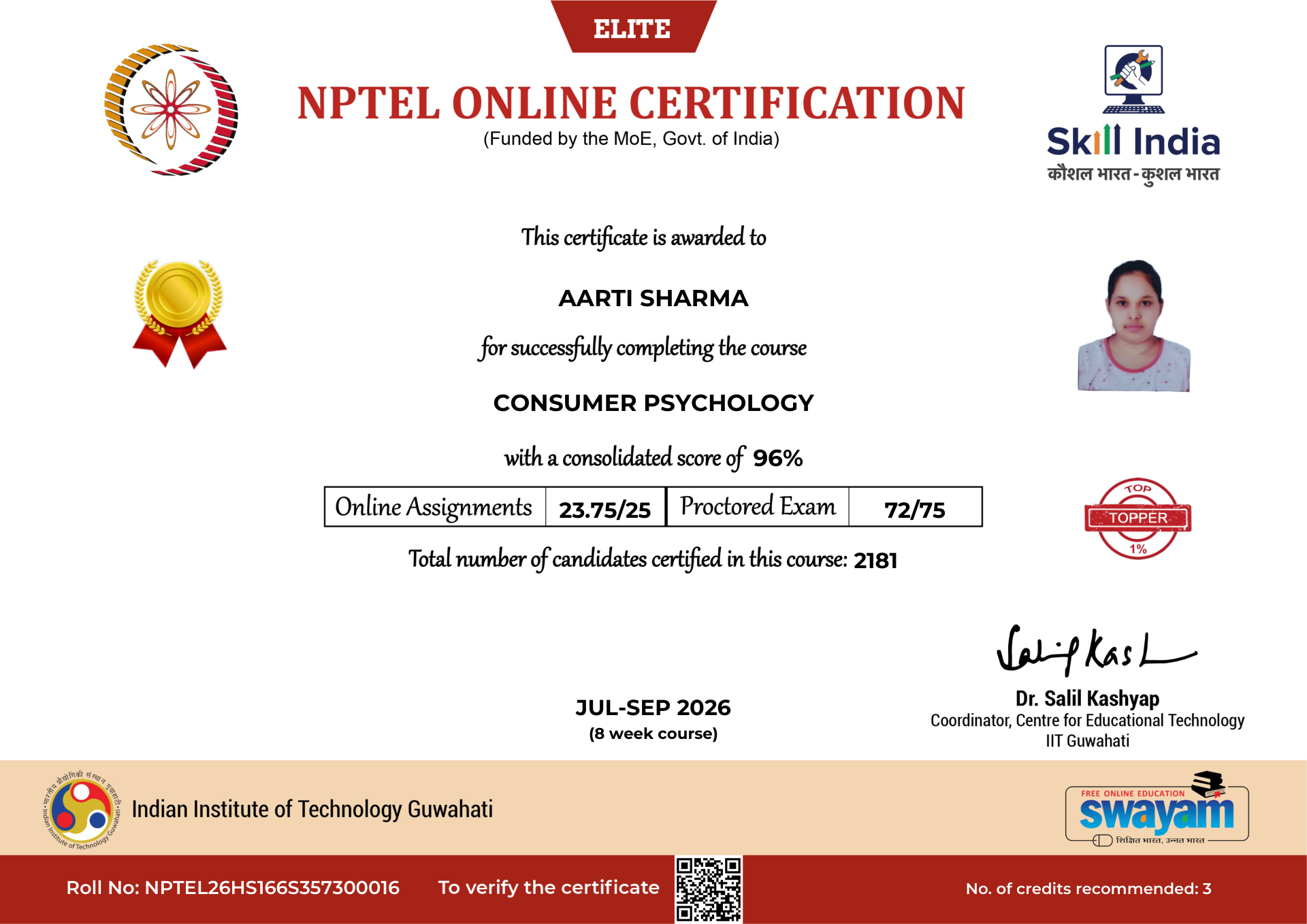 NPTEL Certificate NOC-37NY-BHAD-WNNVK
