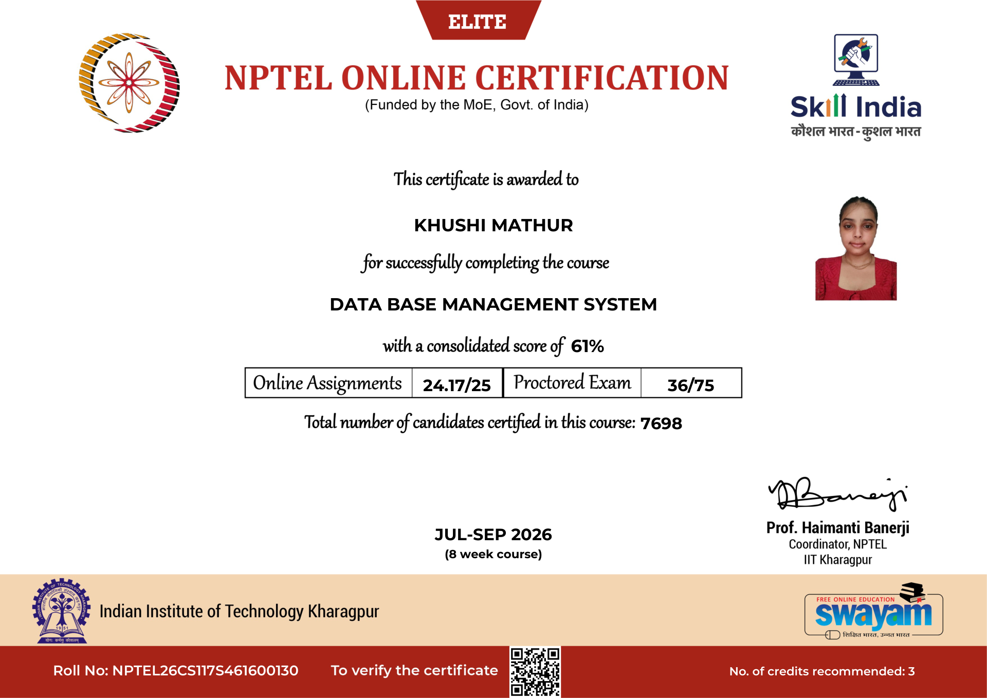 NPTEL Certificate NOC-3NTD-8QFA-2XG2X