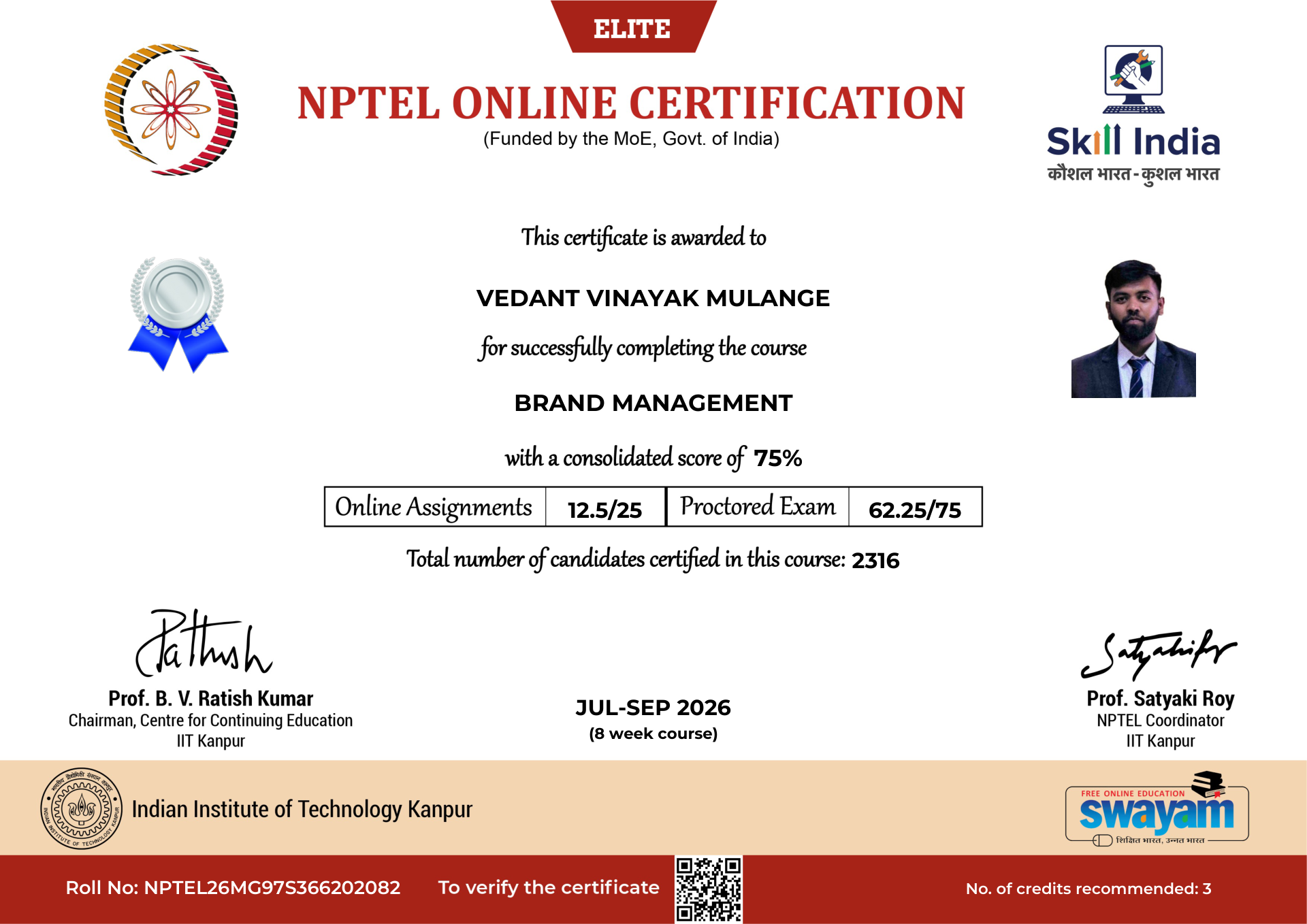 NPTEL Certificate NOC-3XXS-JN8J-G91JC