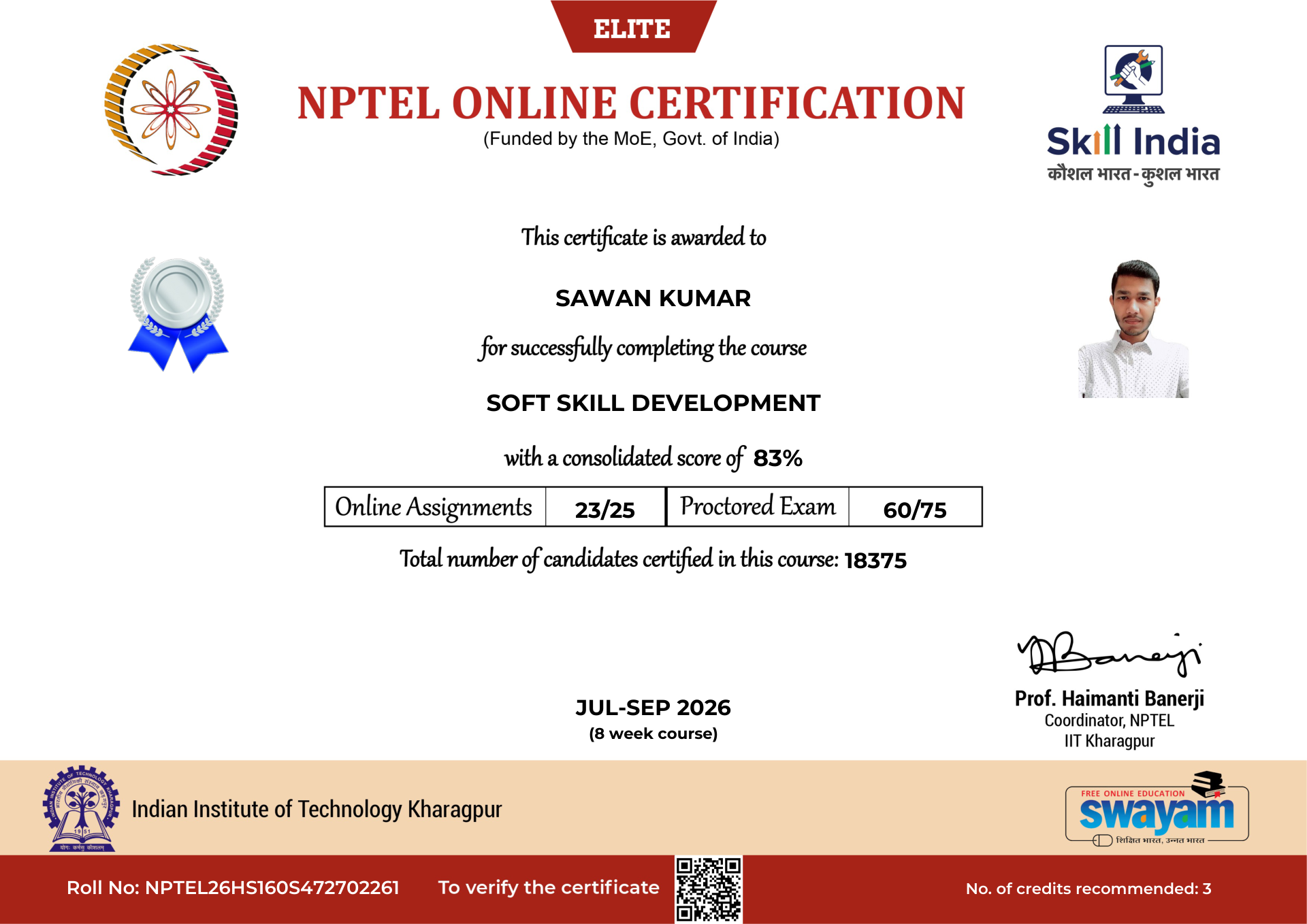 NPTEL Certificate NOC-4ZEH-APPJ-SFM8A