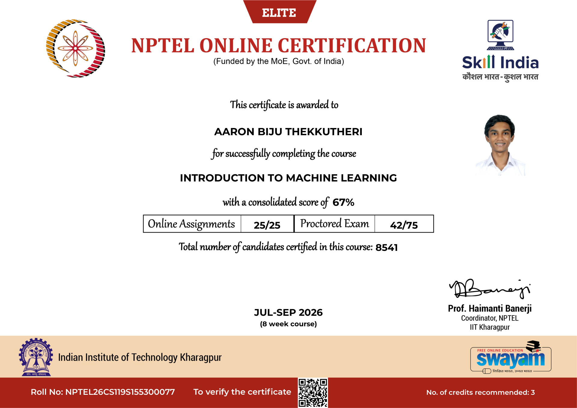 NPTEL Certificate NOC-5TQ7-8J8E-2AWEF