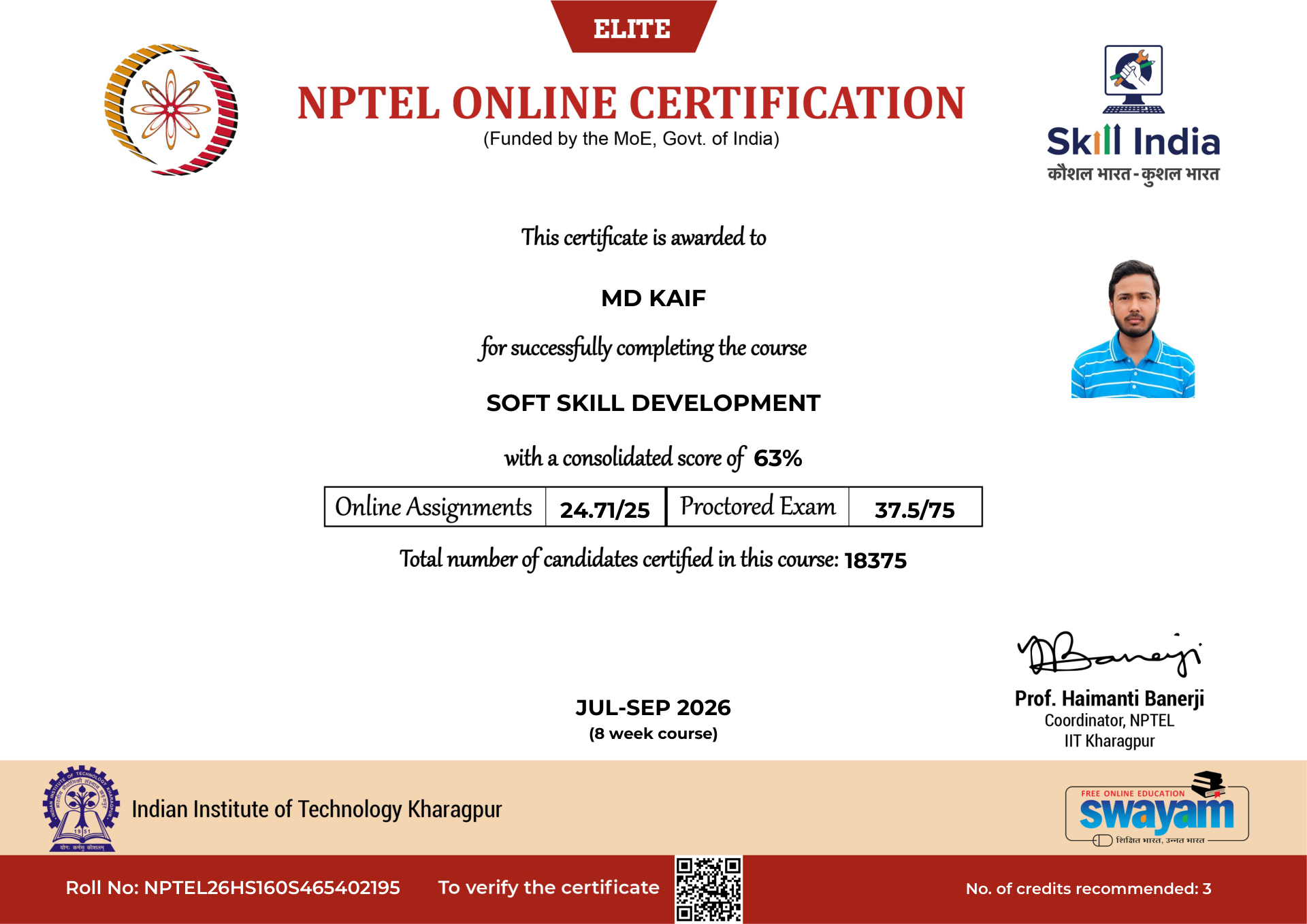 NPTEL Certificate NOC-5YWT-200N-E9Q23