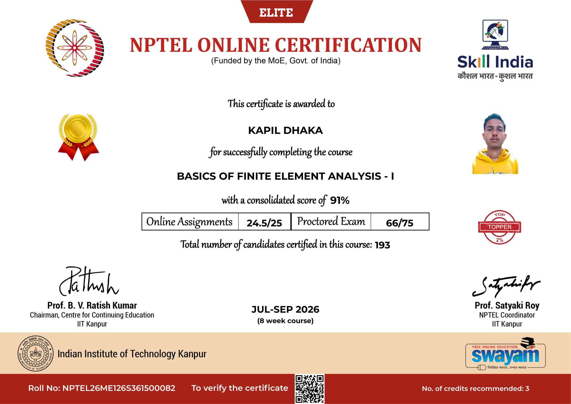 NPTEL Certificate NOC-620N-JRRP-PMXKR