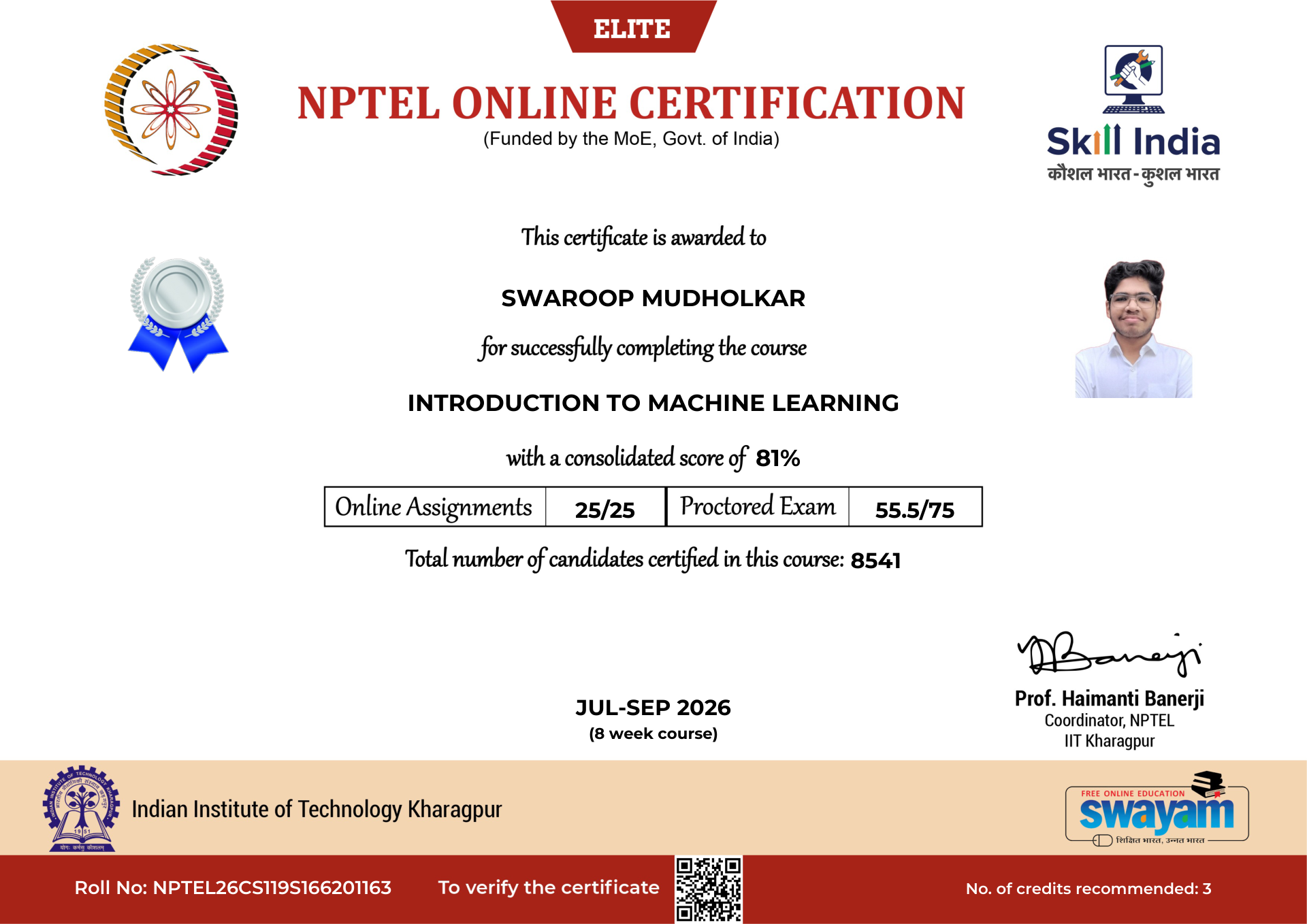 NPTEL Certificate NOC-62B4-1XZ4-98027