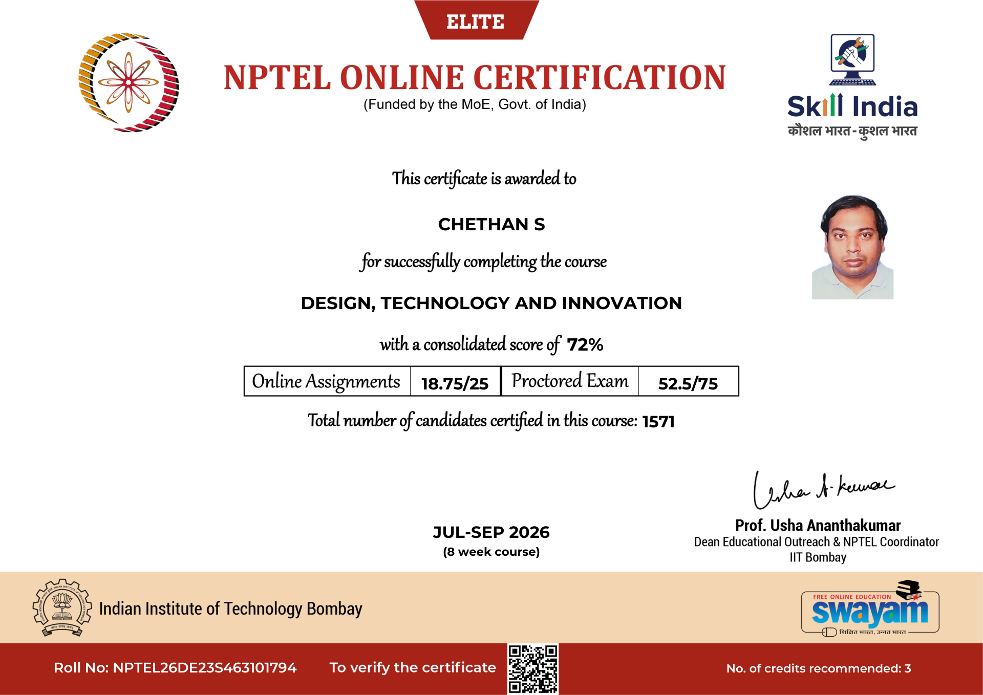 NPTEL Certificate NOC-6Q7M-K2PB-3VA0M