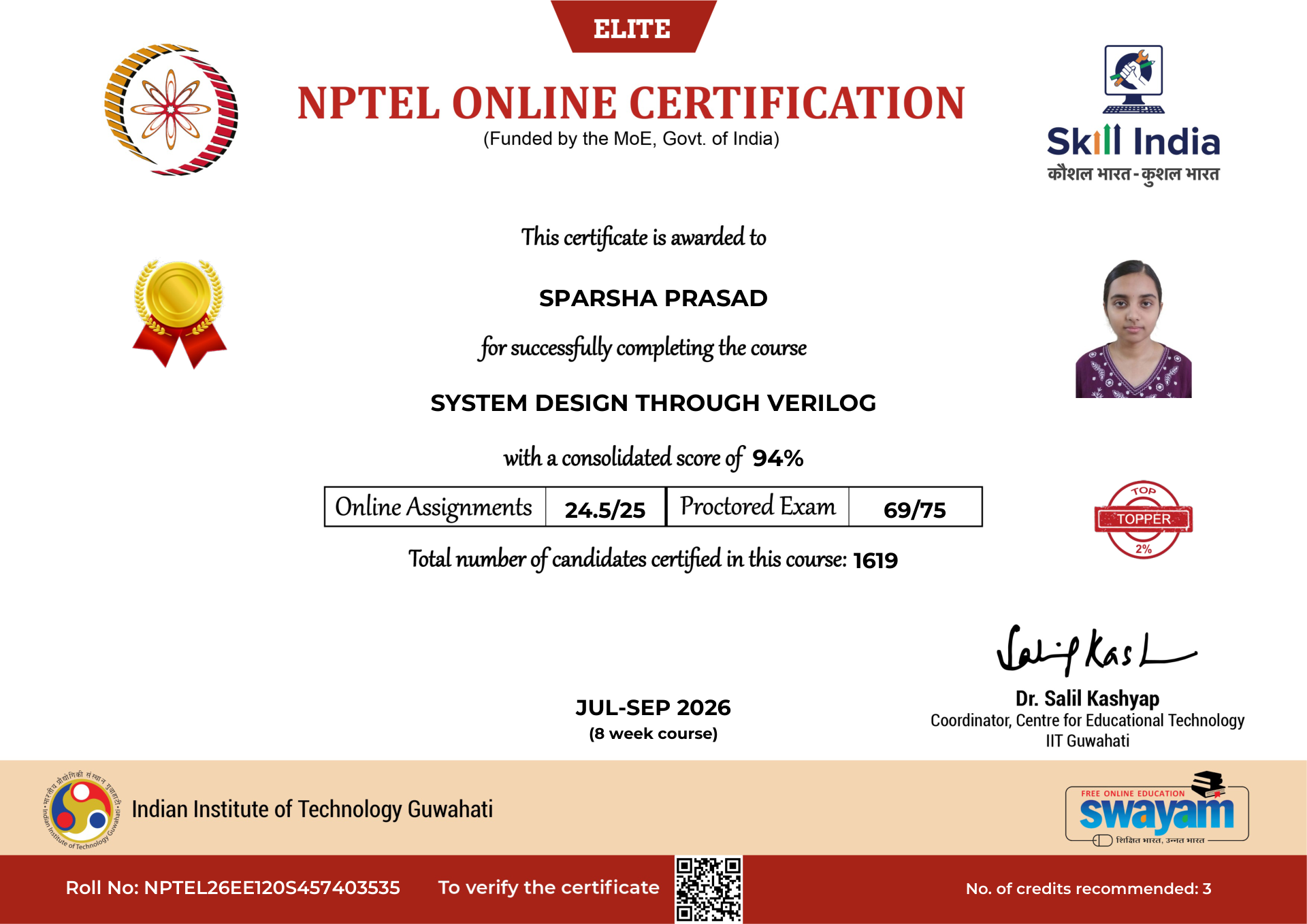 NPTEL Certificate NOC-71EF-RF22-JBNCD