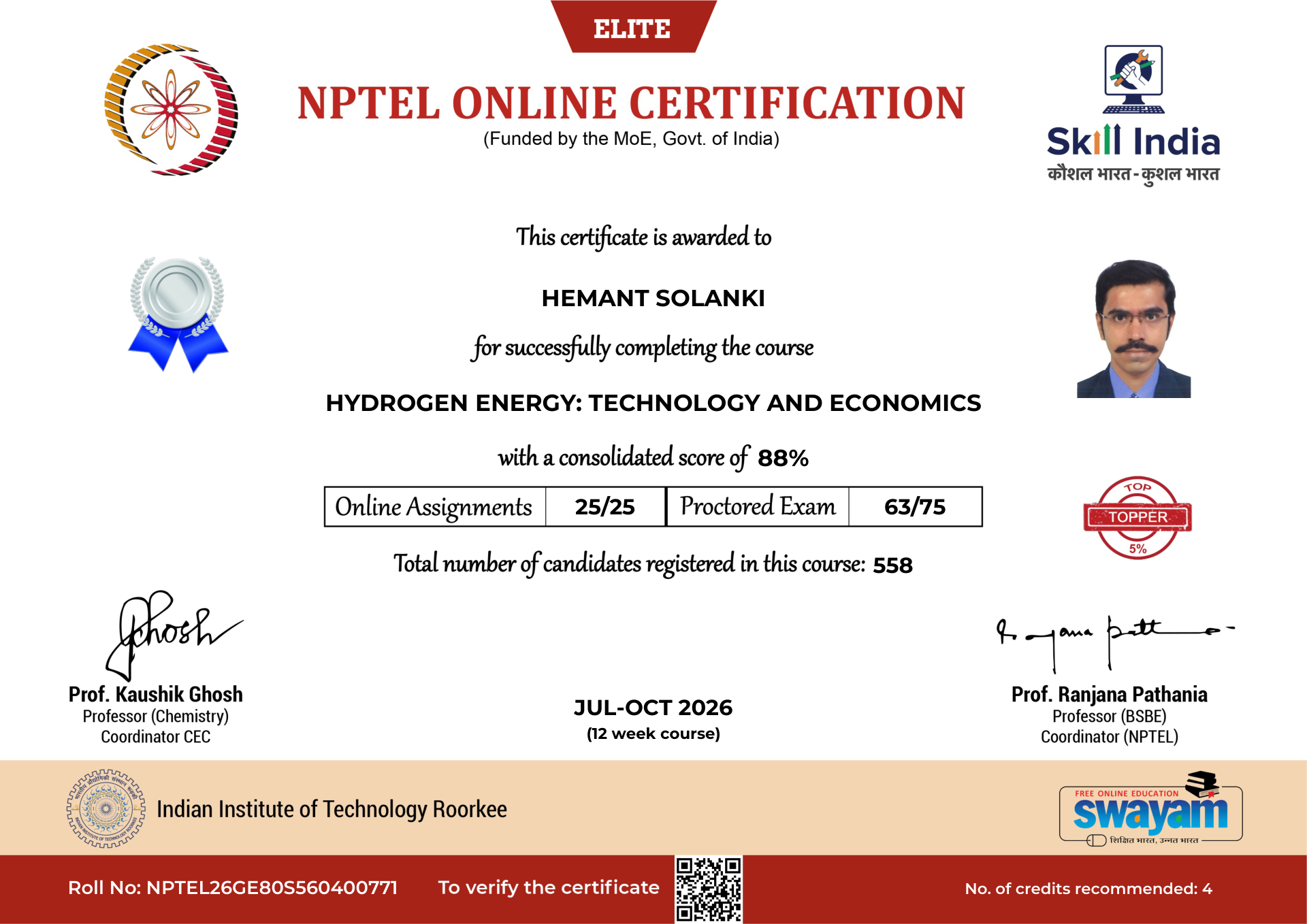 NPTEL Certificate NOC-742S-7E6F-CD9QY
