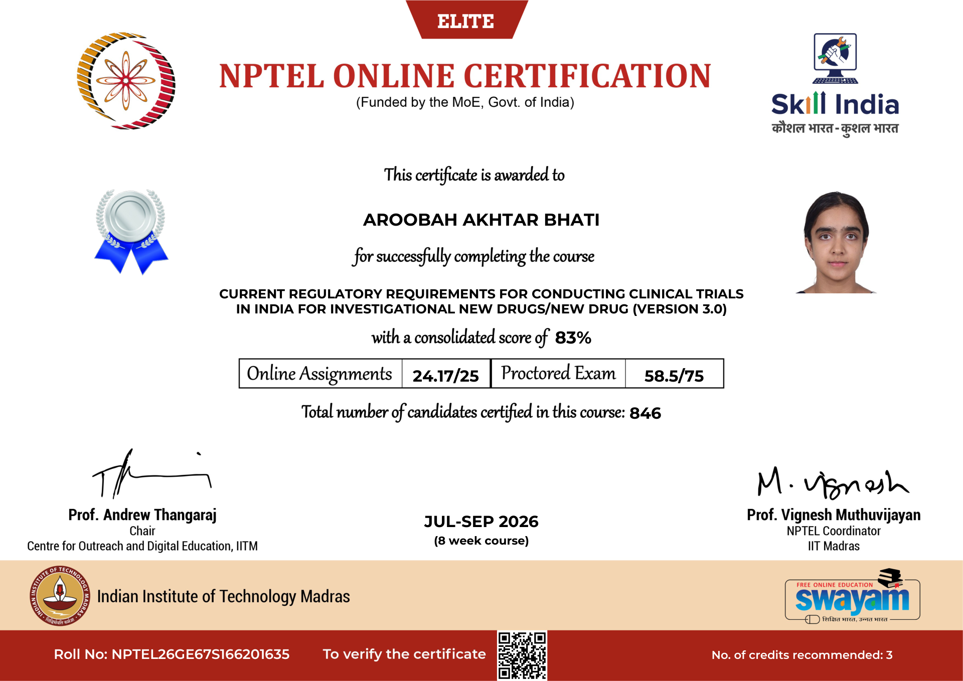 NPTEL Certificate NOC-78WW-43FB-5B9TZ