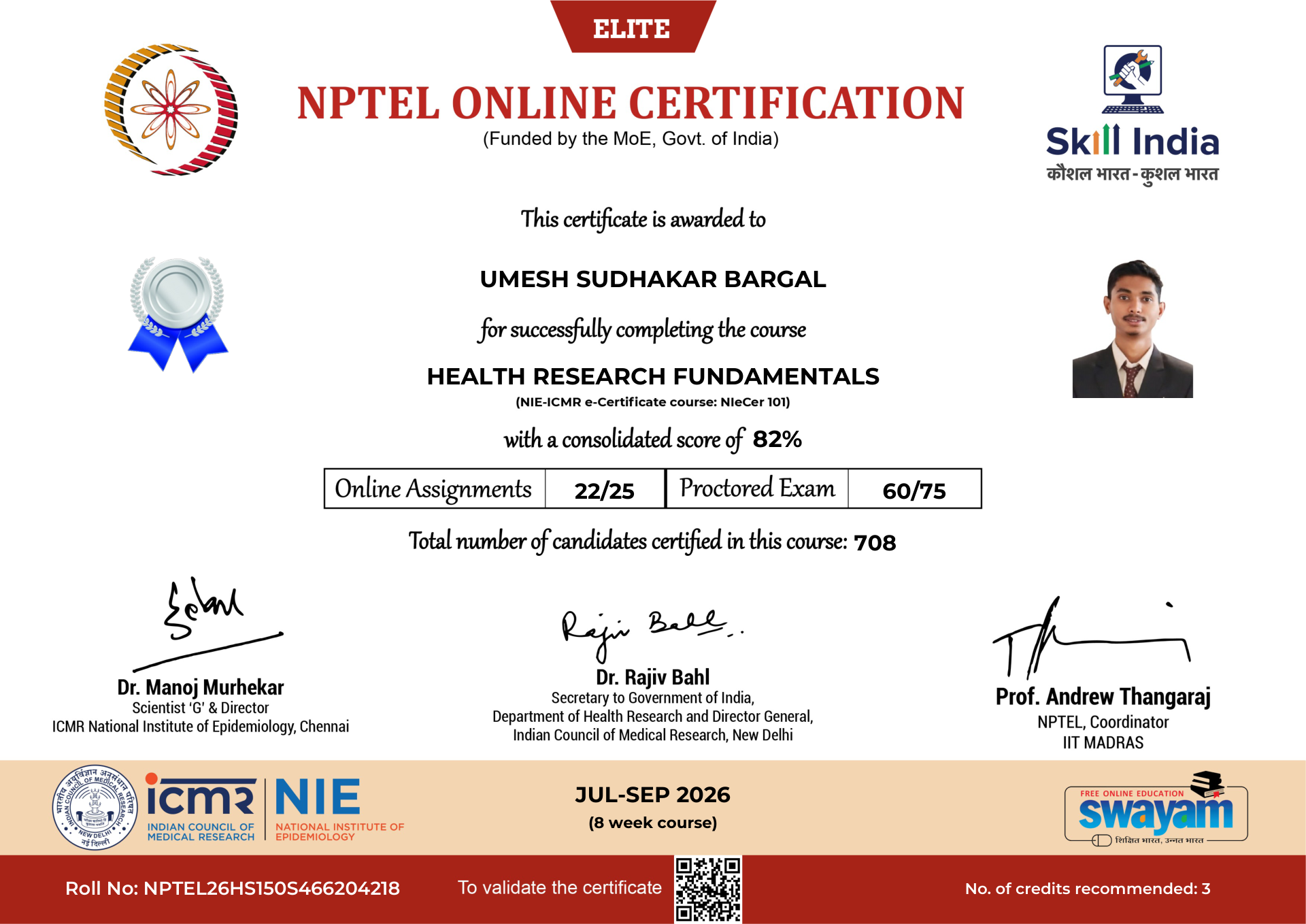 NPTEL Certificate NOC-7FM7-MERF-MN61G