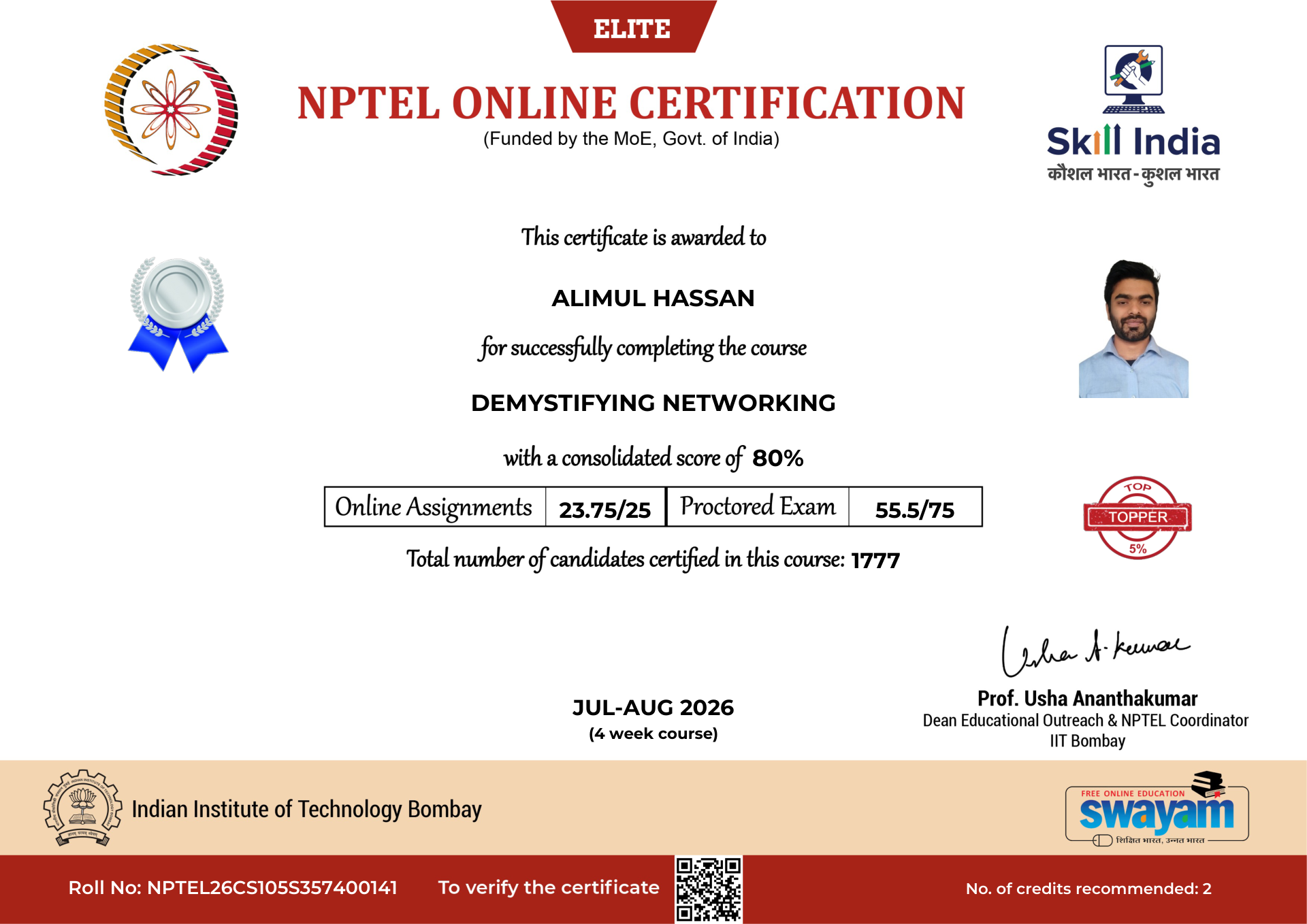 NPTEL Certificate NOC-8H8H-HX06-935N2