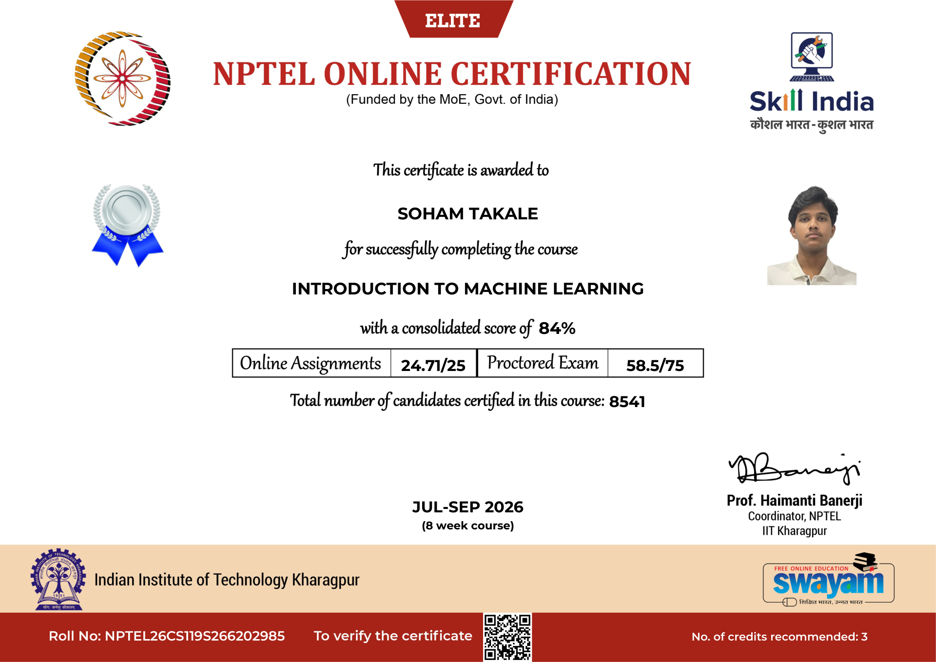 NPTEL Certificate NOC-9CQ9-MSFP-SRT2B