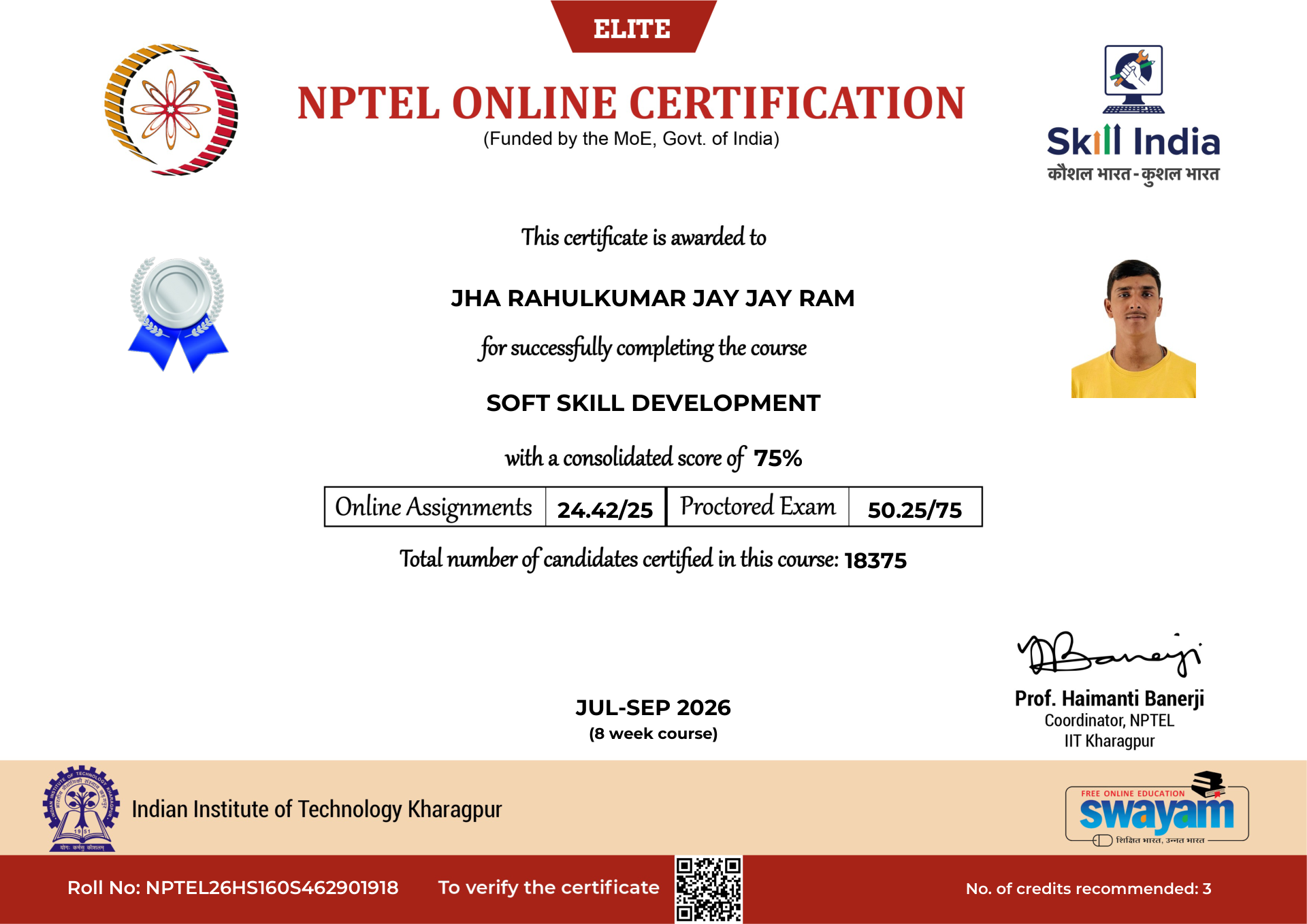 NPTEL Certificate NOC-9R0J-JE1C-QECP4