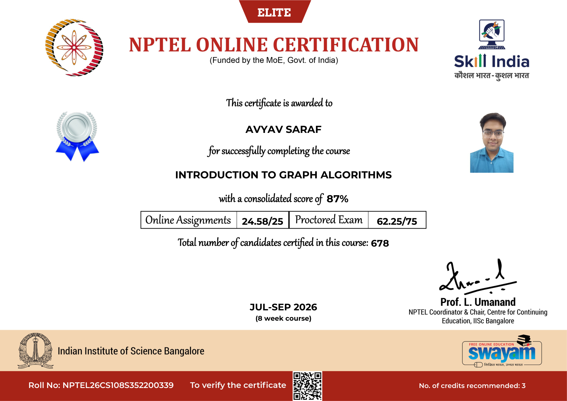 NPTEL Certificate NOC-B21D-3V5S-YX4YD