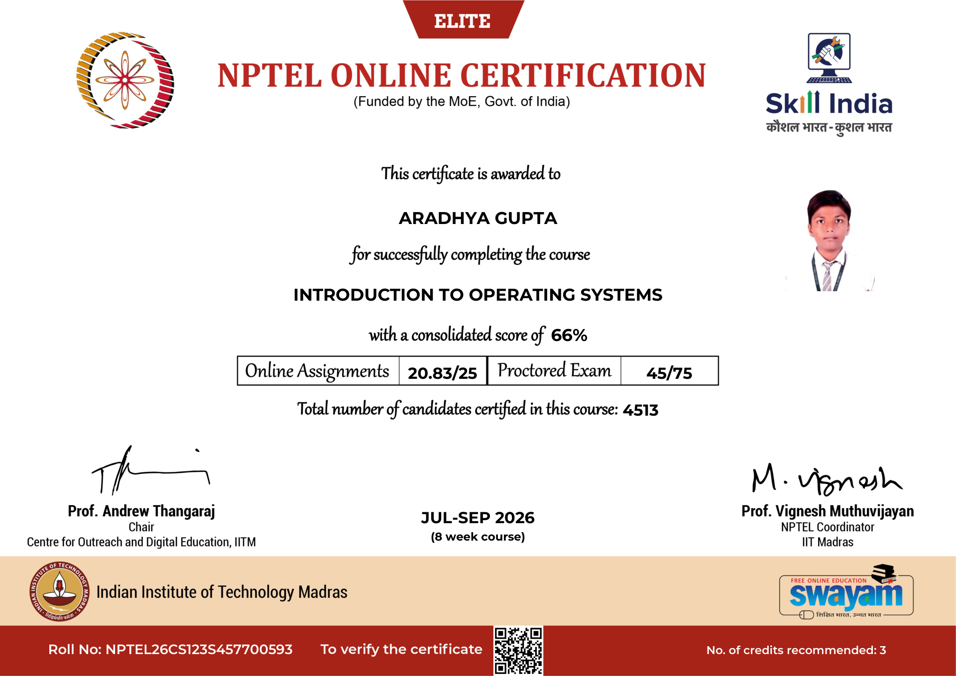 NPTEL Certificate NOC-B2EY-F1HN-YQG70