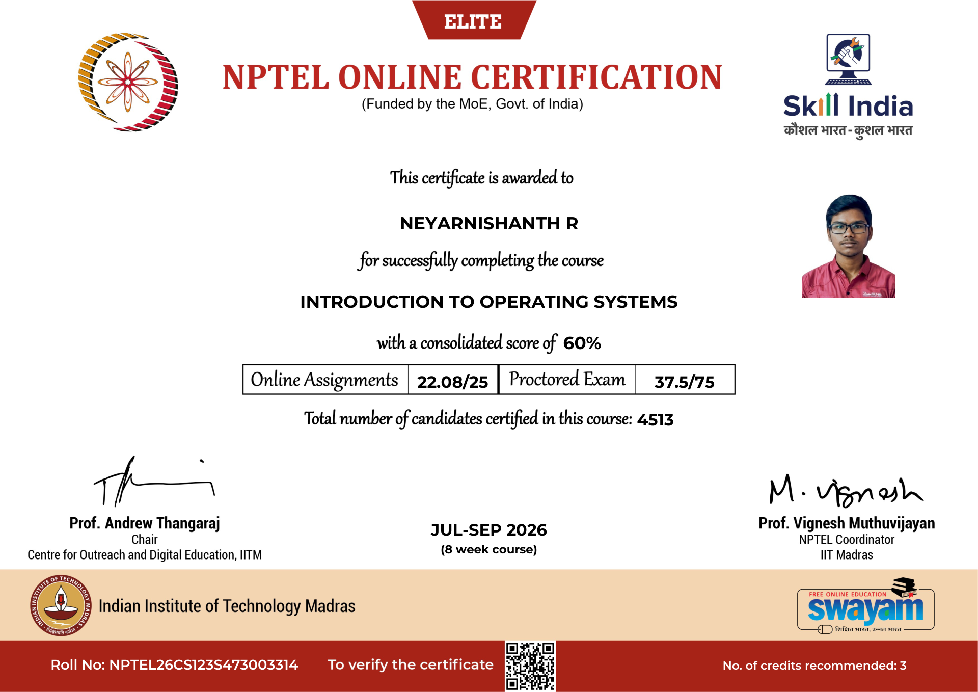NPTEL Certificate NOC-C35R-GSEG-29AQY