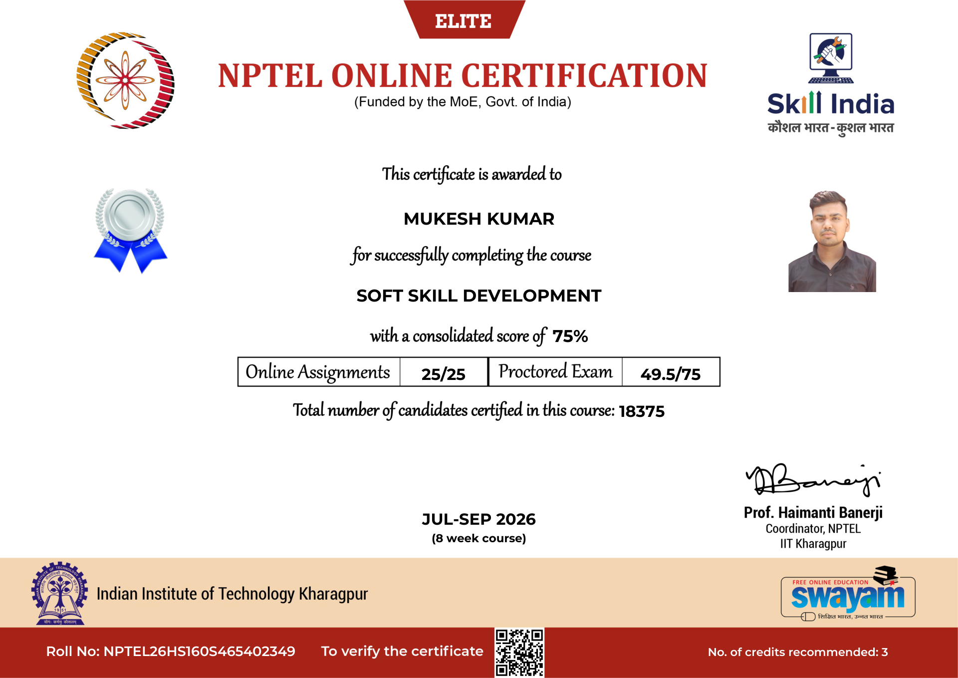 NPTEL Certificate NOC-C6AG-JA5T-M7WEW