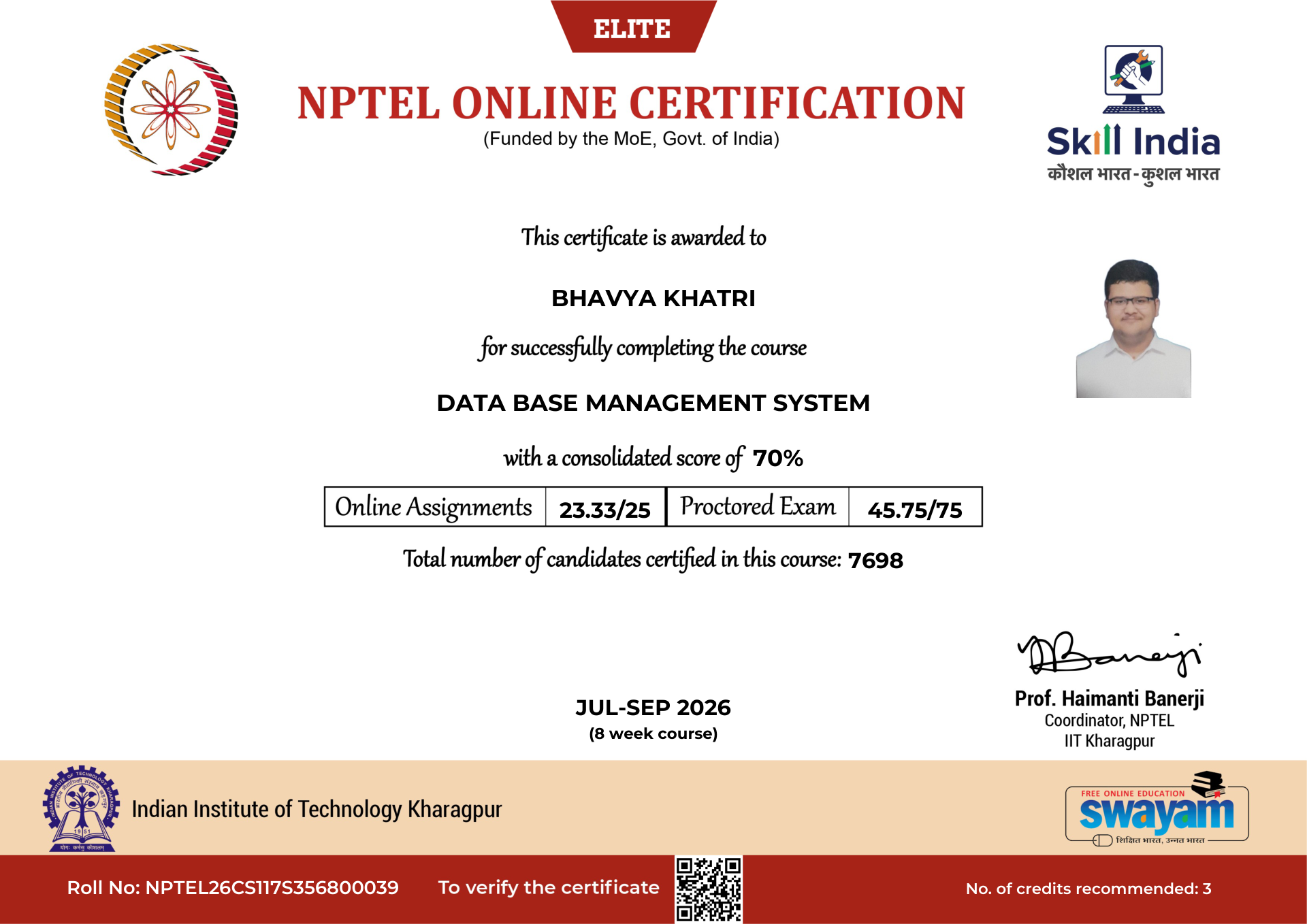 NPTEL Certificate NOC-CDDR-XM7A-M51YQ