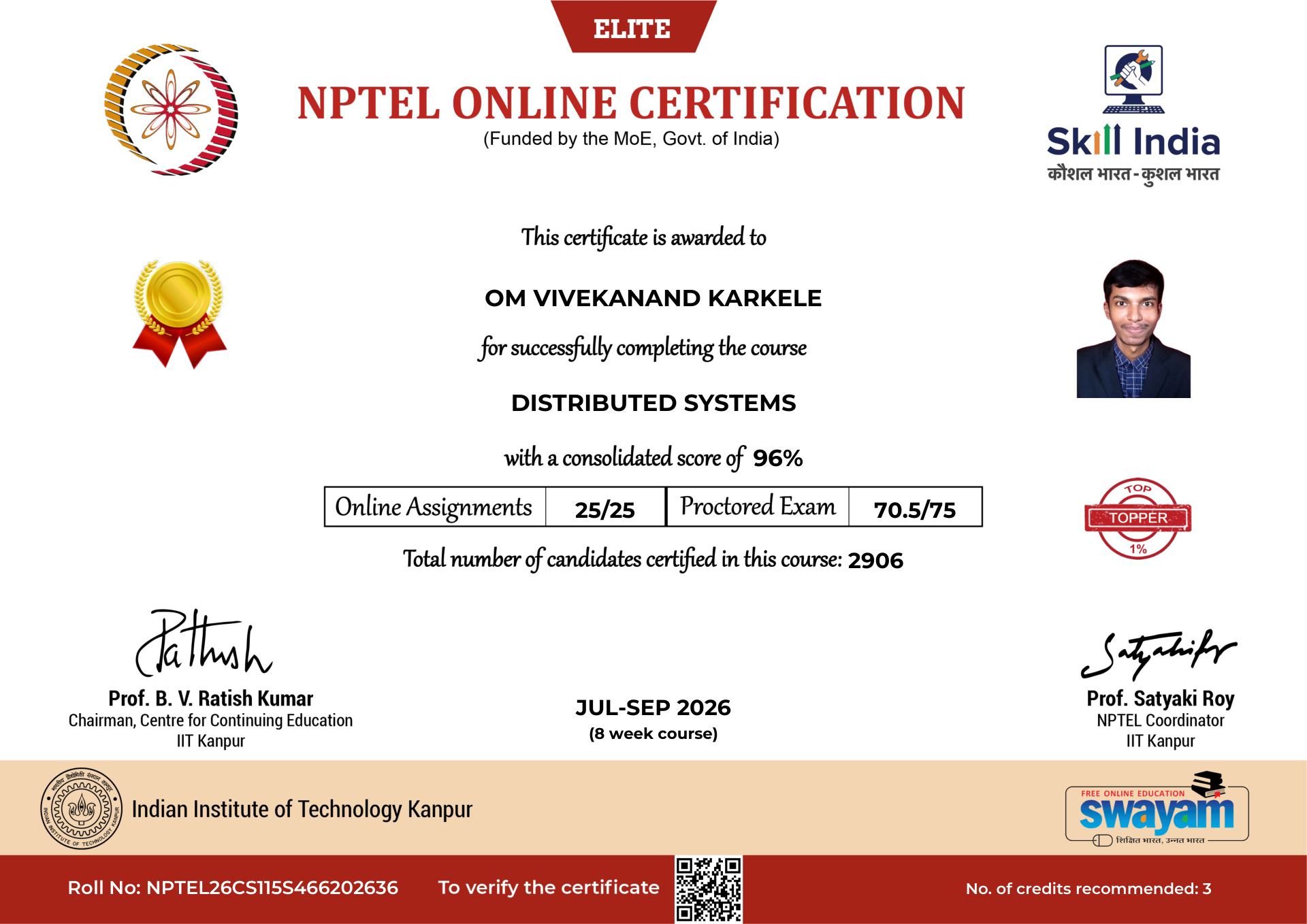 NPTEL Certificate NOC-CJCW-JFBC-CWVJH