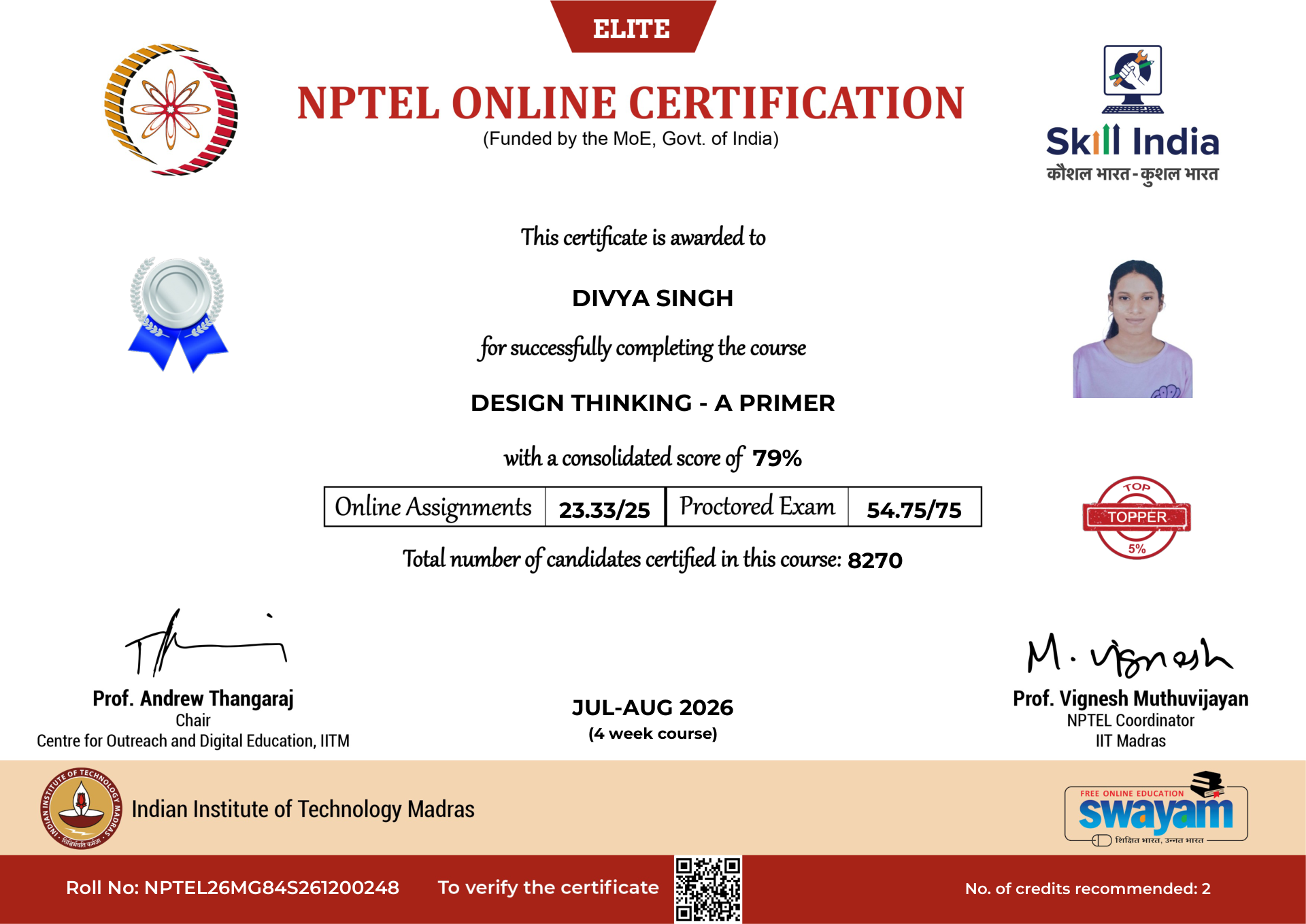 NPTEL Certificate NOC-CNXS-60A8-5PT03