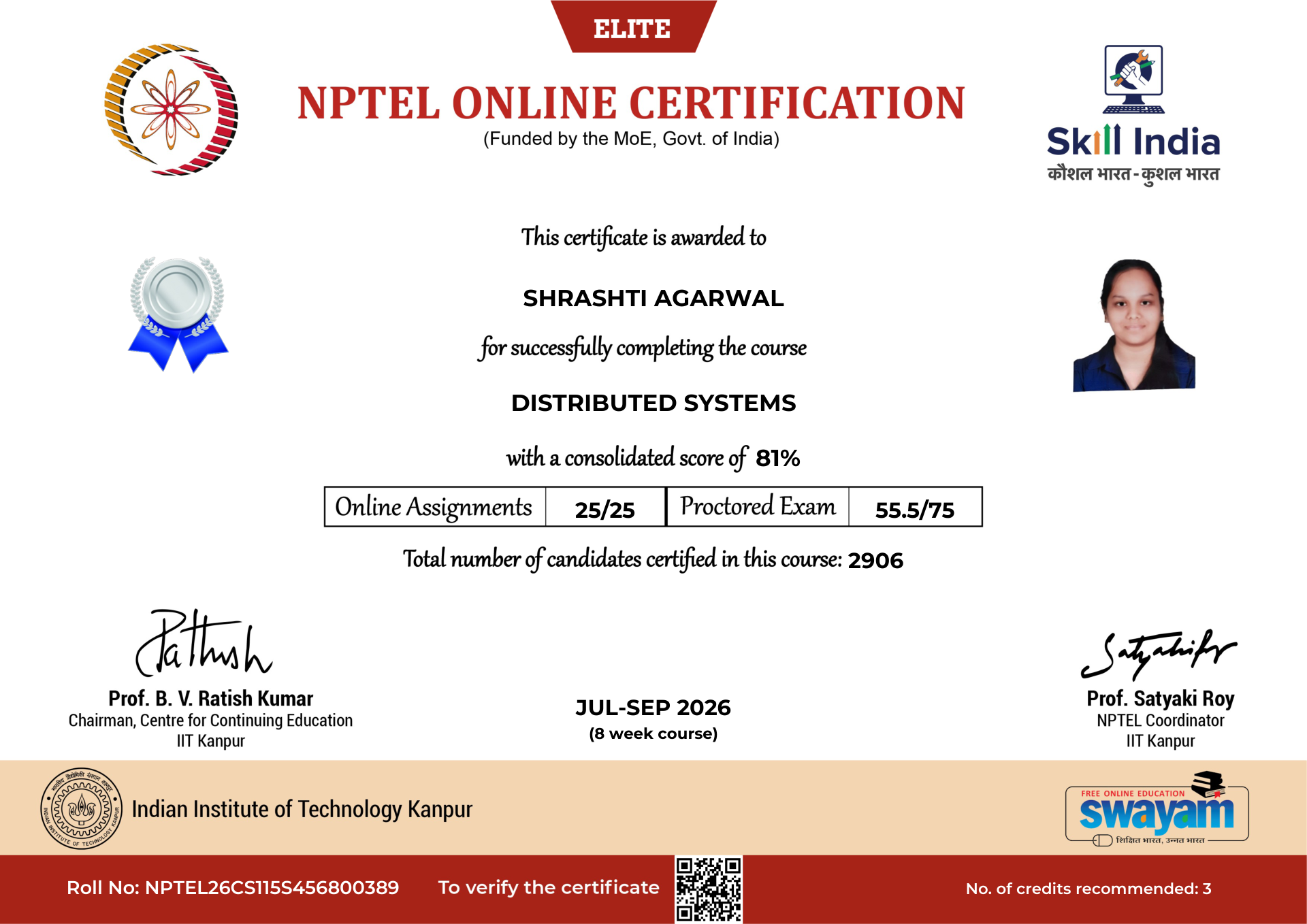 NPTEL Certificate NOC-CQDF-WB5E-6C56J