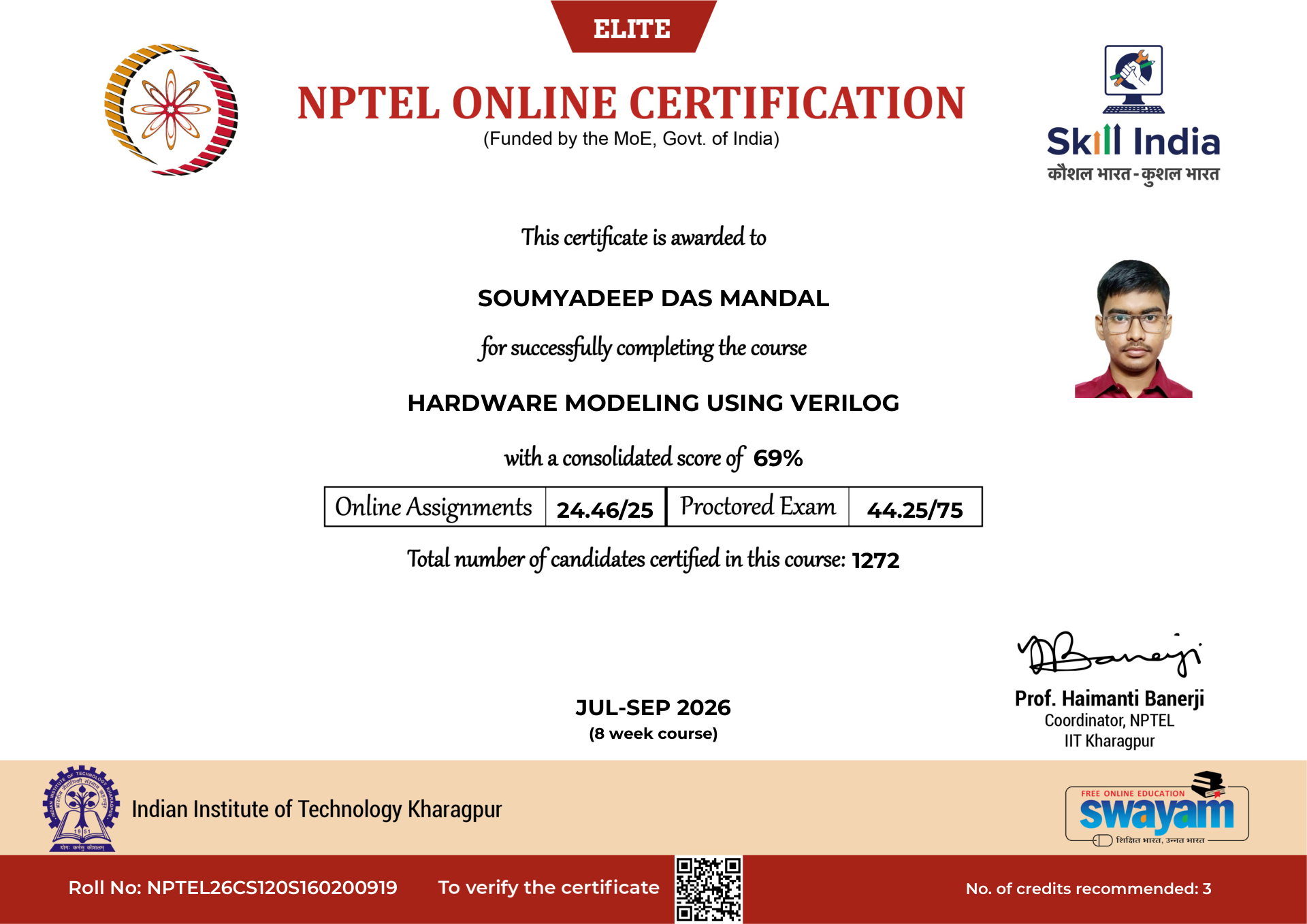 NPTEL Certificate NOC-FHRQ-DRY3-GRHKP