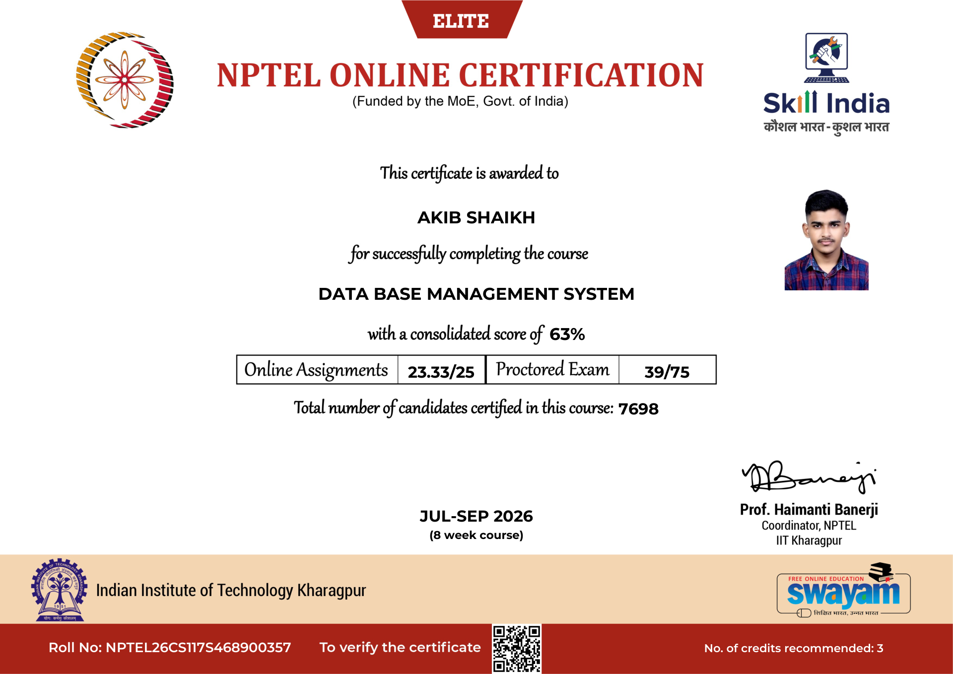 NPTEL Certificate NOC-FM7V-PRGE-2FD44