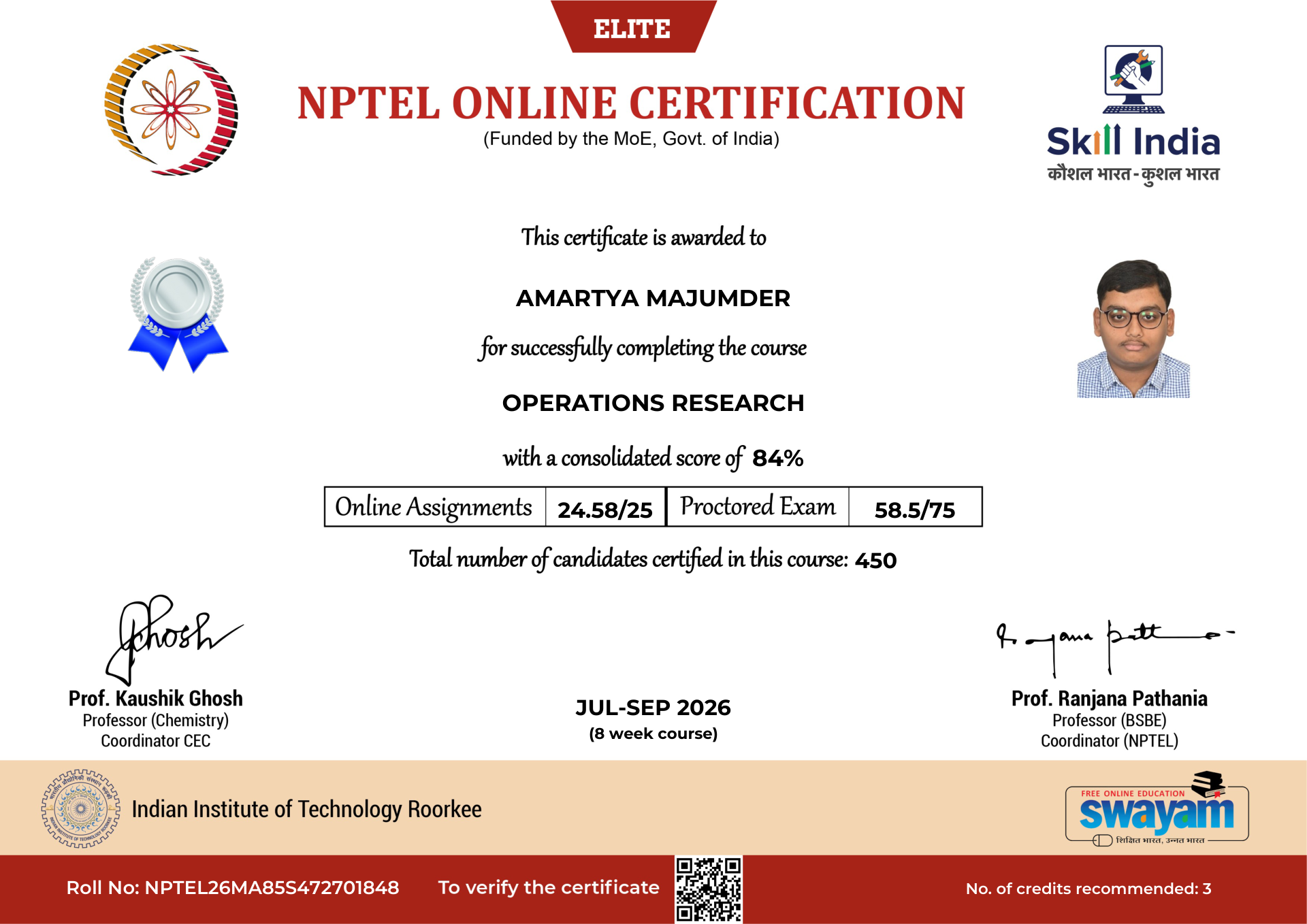 NPTEL Certificate NOC-FWB6-Y9Q4-M9T80