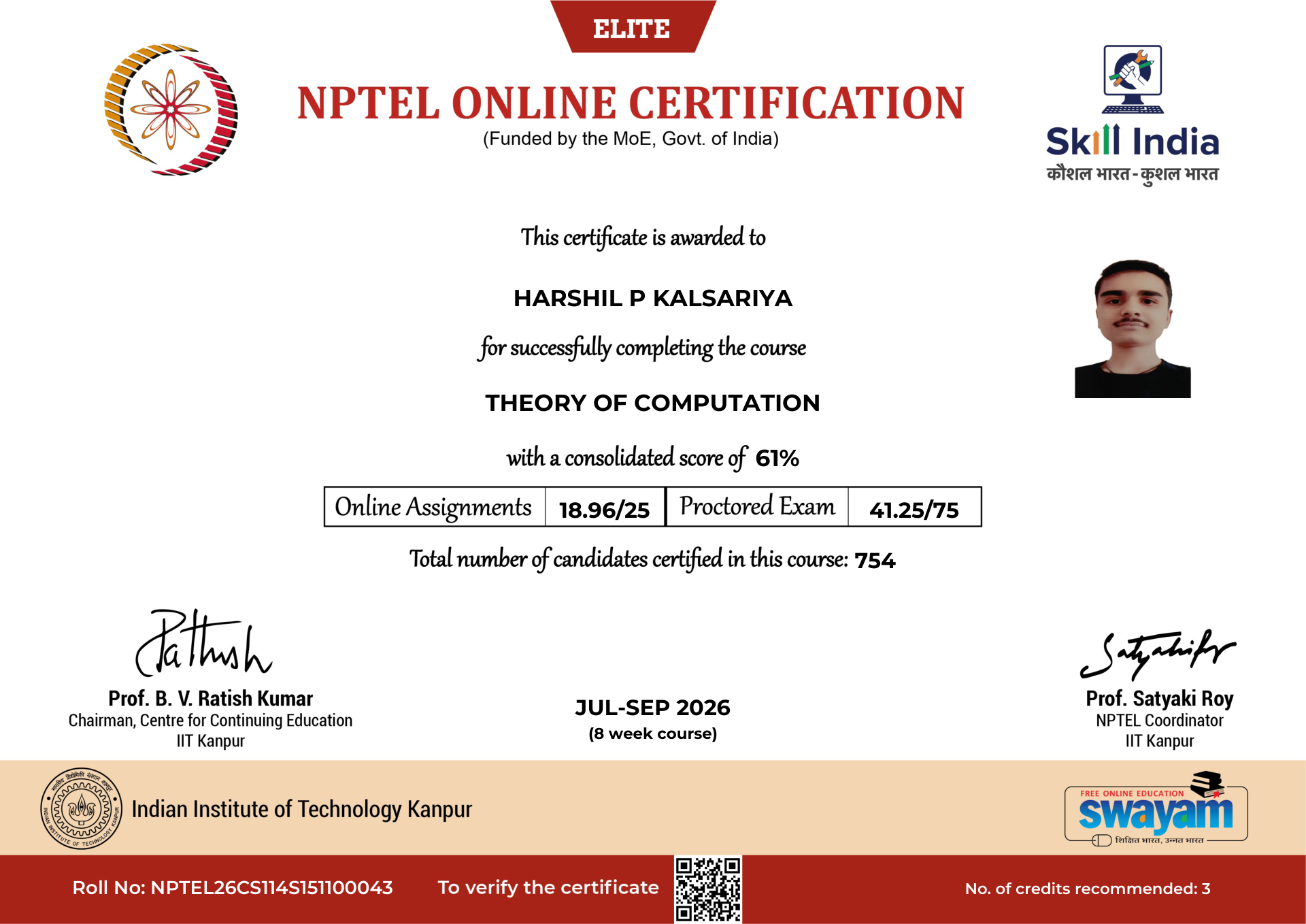 NPTEL Certificate NOC-H33M-F1XC-ENHNT
