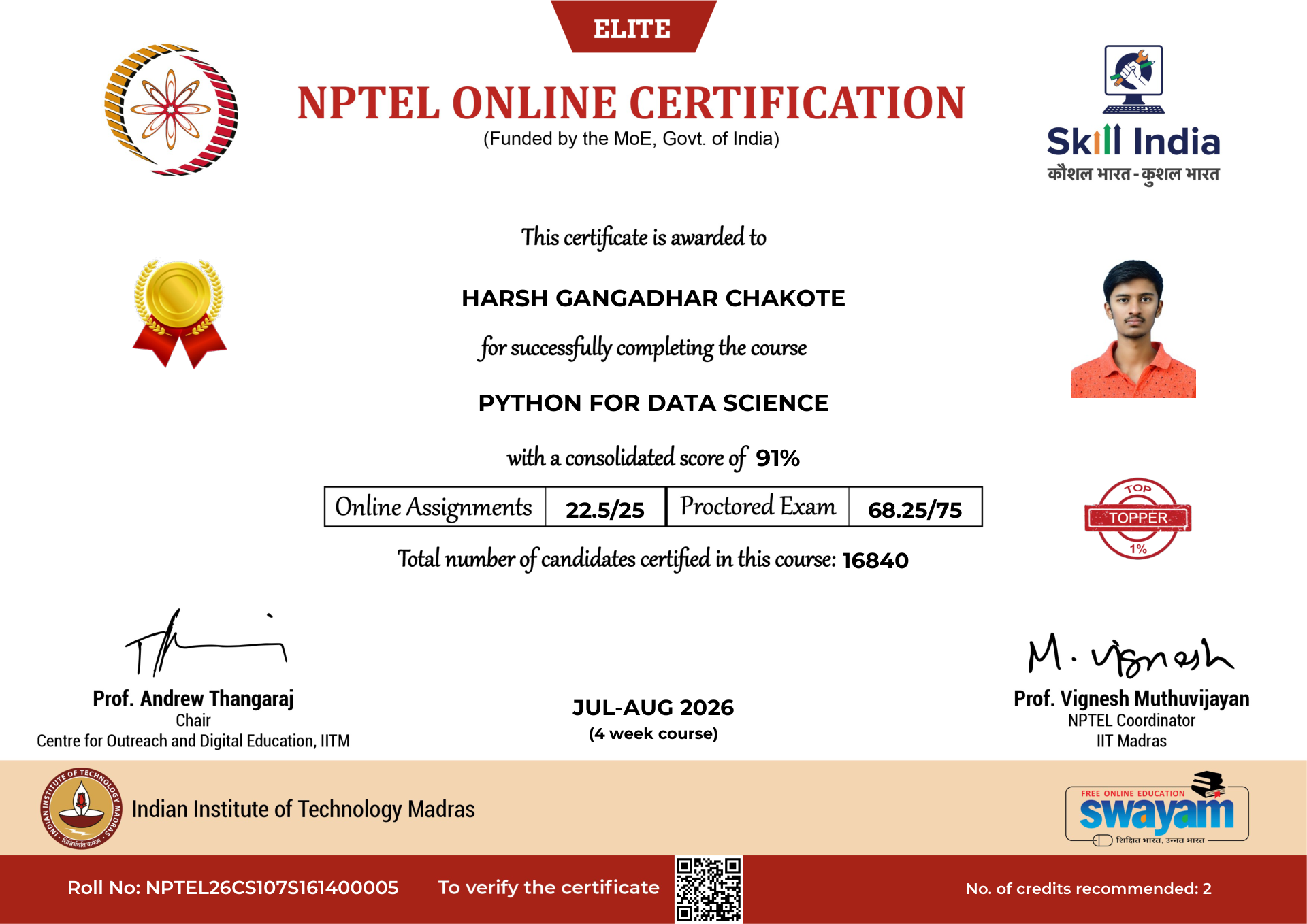 NPTEL Certificate NOC-H9NC-E6CP-G2EJX