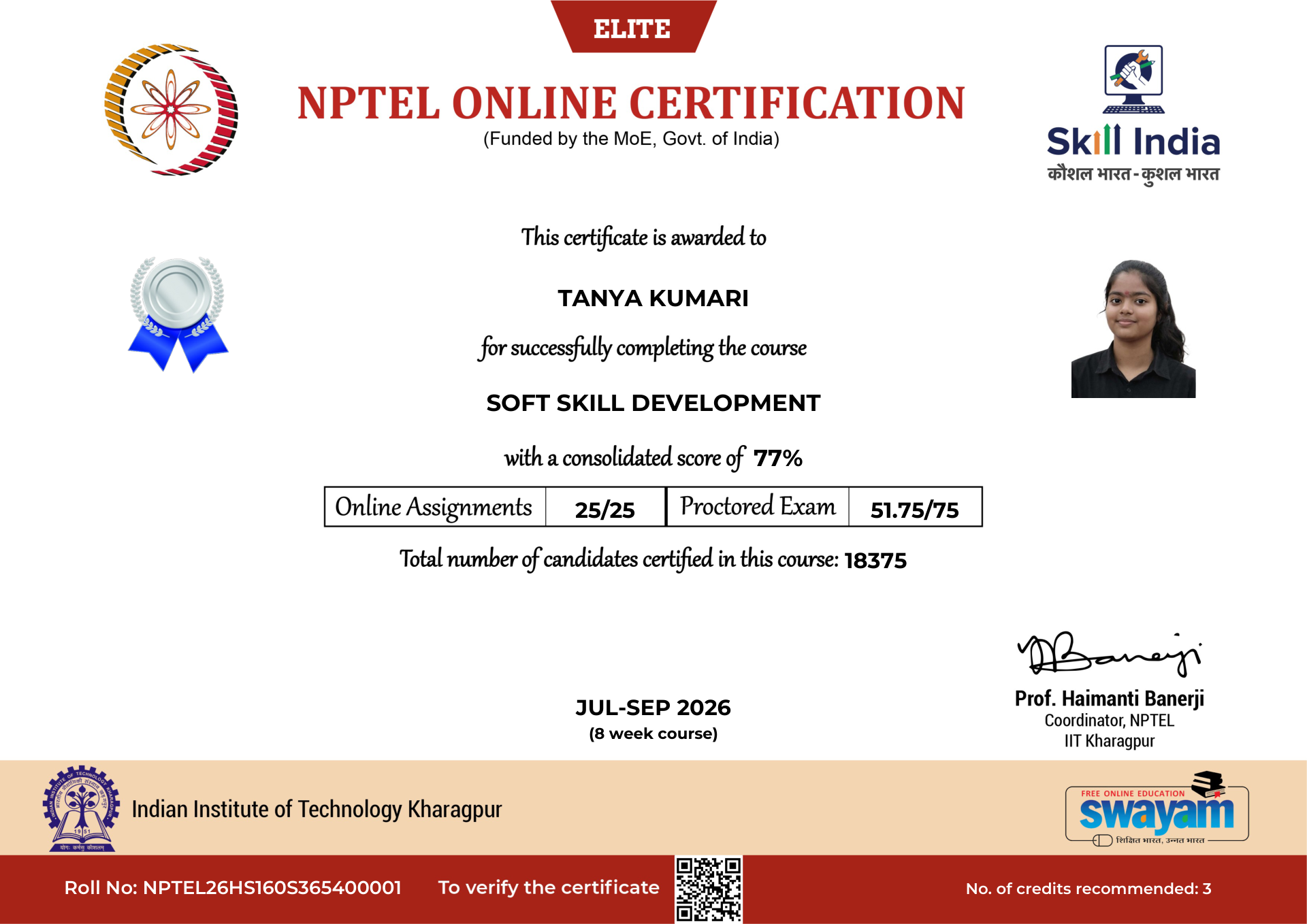 NPTEL Certificate NOC-J6RZ-JJ4T-DV87A