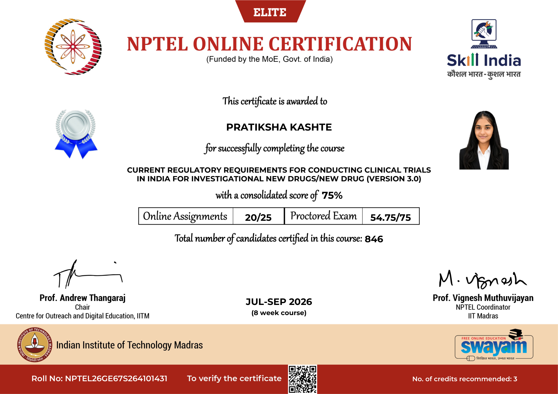 NPTEL Certificate NOC-JCH4-ZXEJ-4JQ6C
