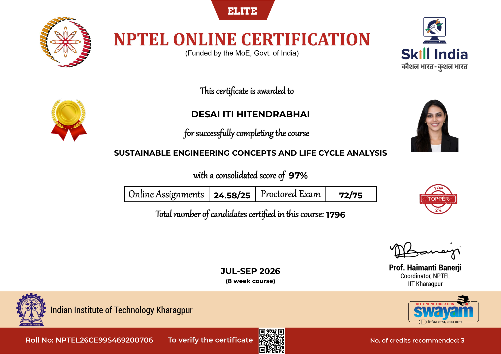 NPTEL Certificate NOC-K8CS-7XV8-JKVCS
