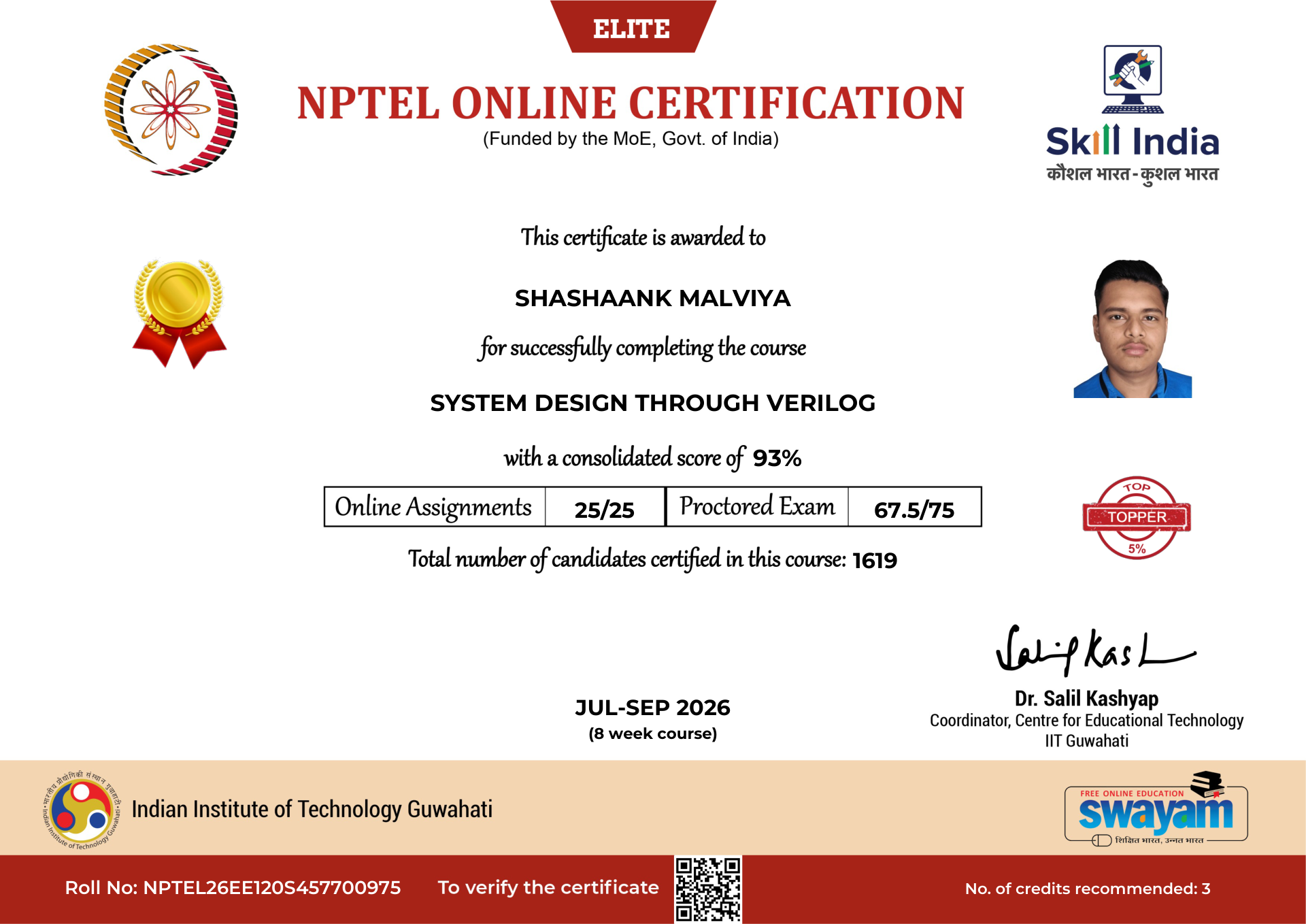 NPTEL Certificate NOC-KMNB-0XP9-Y017A