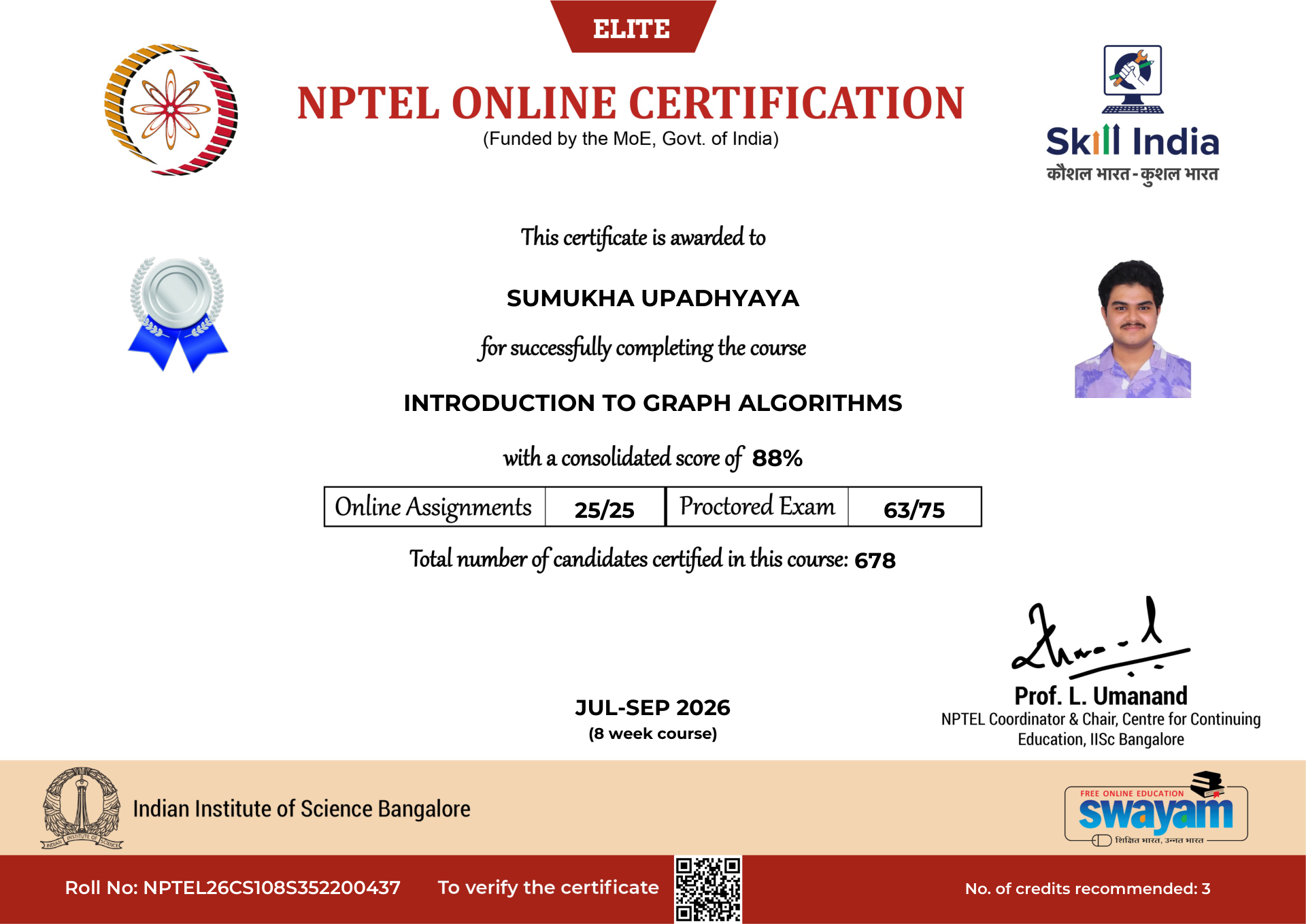 NPTEL Certificate NOC-M1JE-ETZM-TJ67T