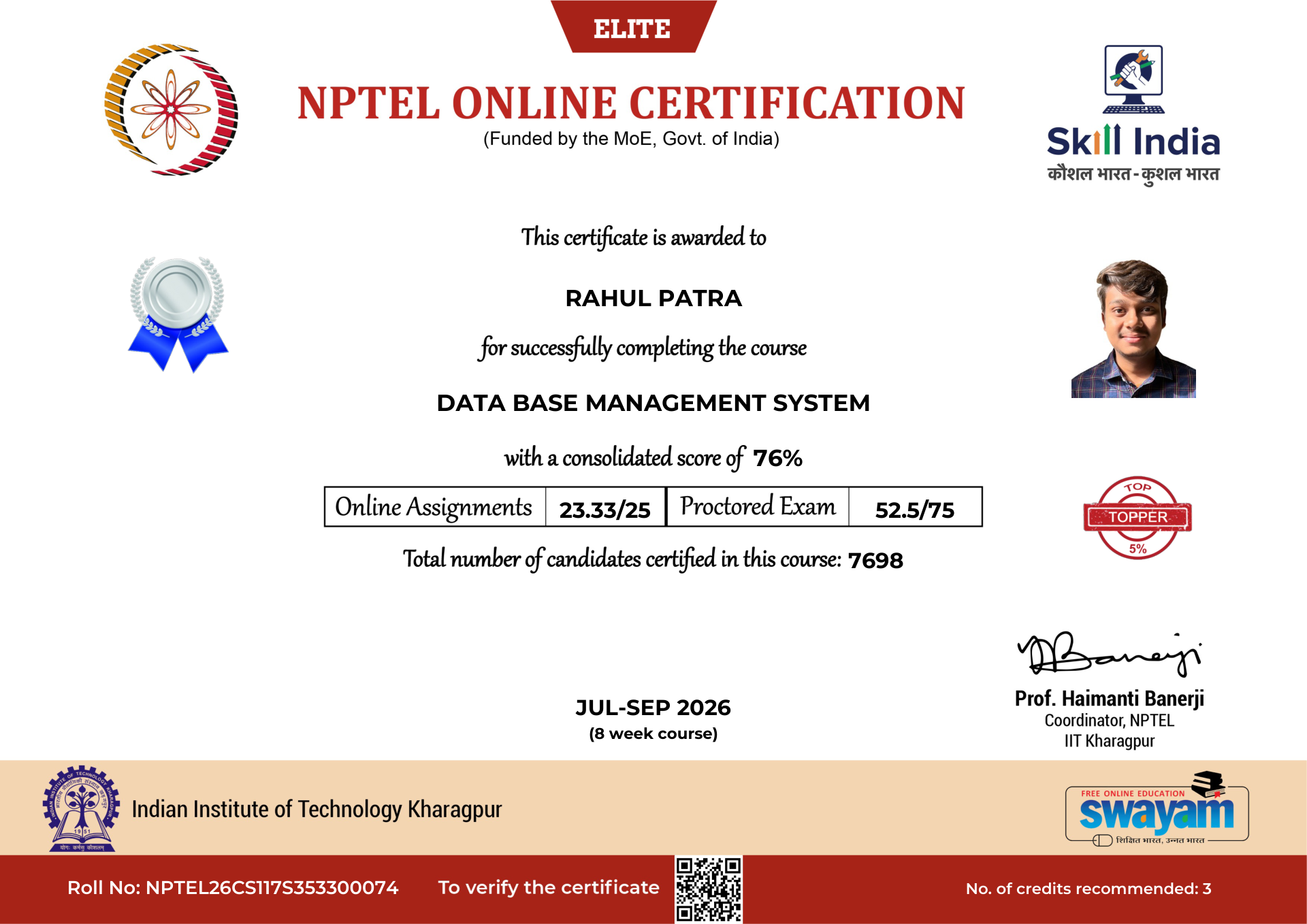 NPTEL Certificate NOC-NFGX-H8DS-D5W4H