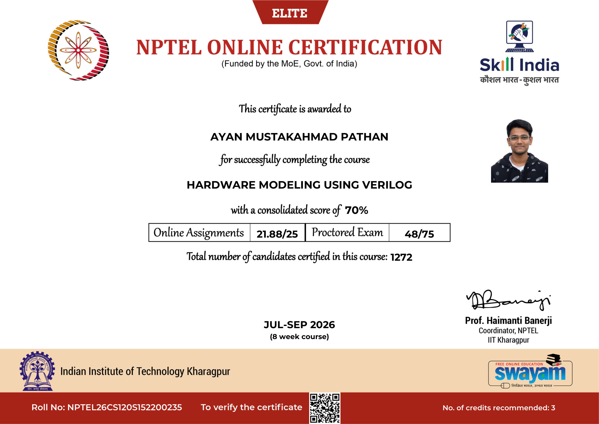 NPTEL Certificate NOC-NFNB-5FE8-P4VDD