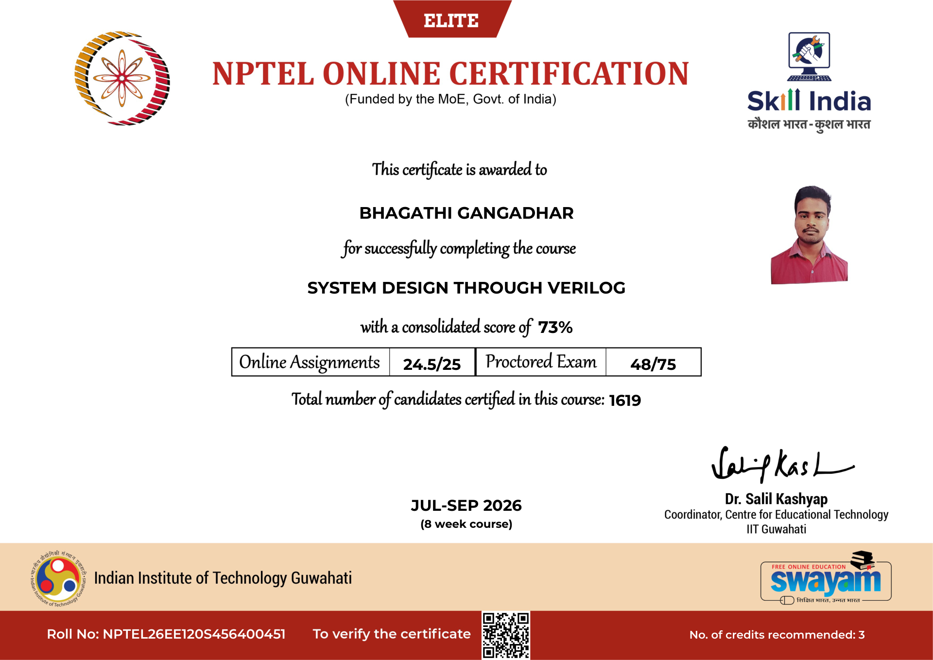 NPTEL Certificate NOC-PDSA-JN71-PKW9Z