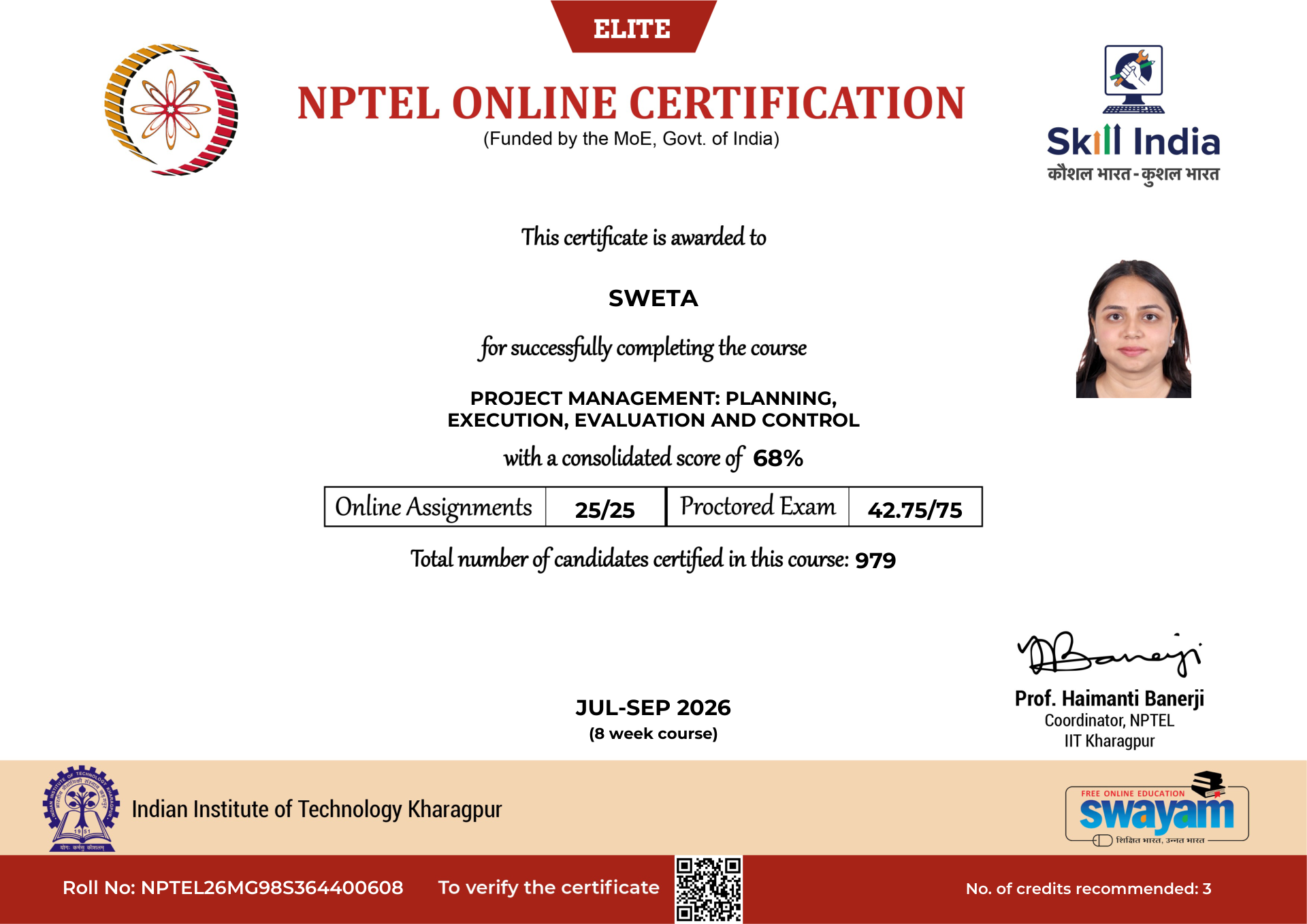NPTEL Certificate NOC-PE7R-D4WV-C7HZ4