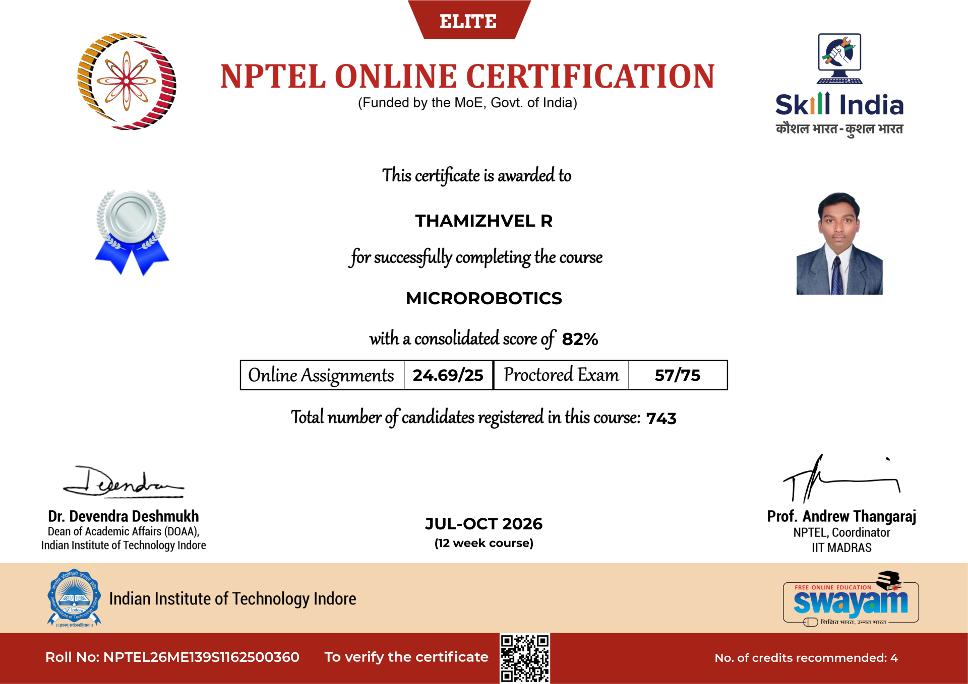 NPTEL Certificate NOC-Q9ZX-MX4H-NRXB7