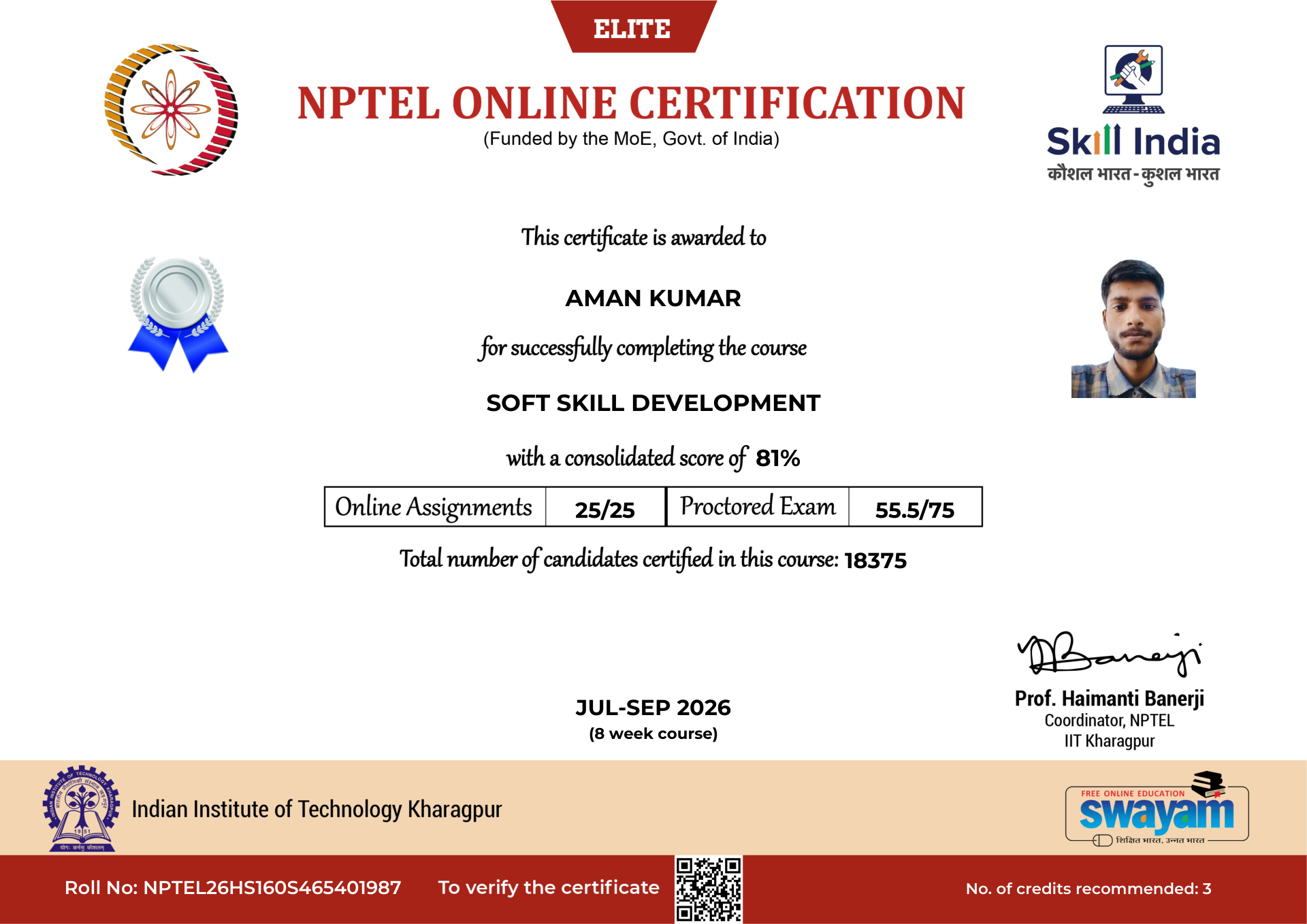 NPTEL Certificate NOC-QM2E-RMH4-G6Q3R