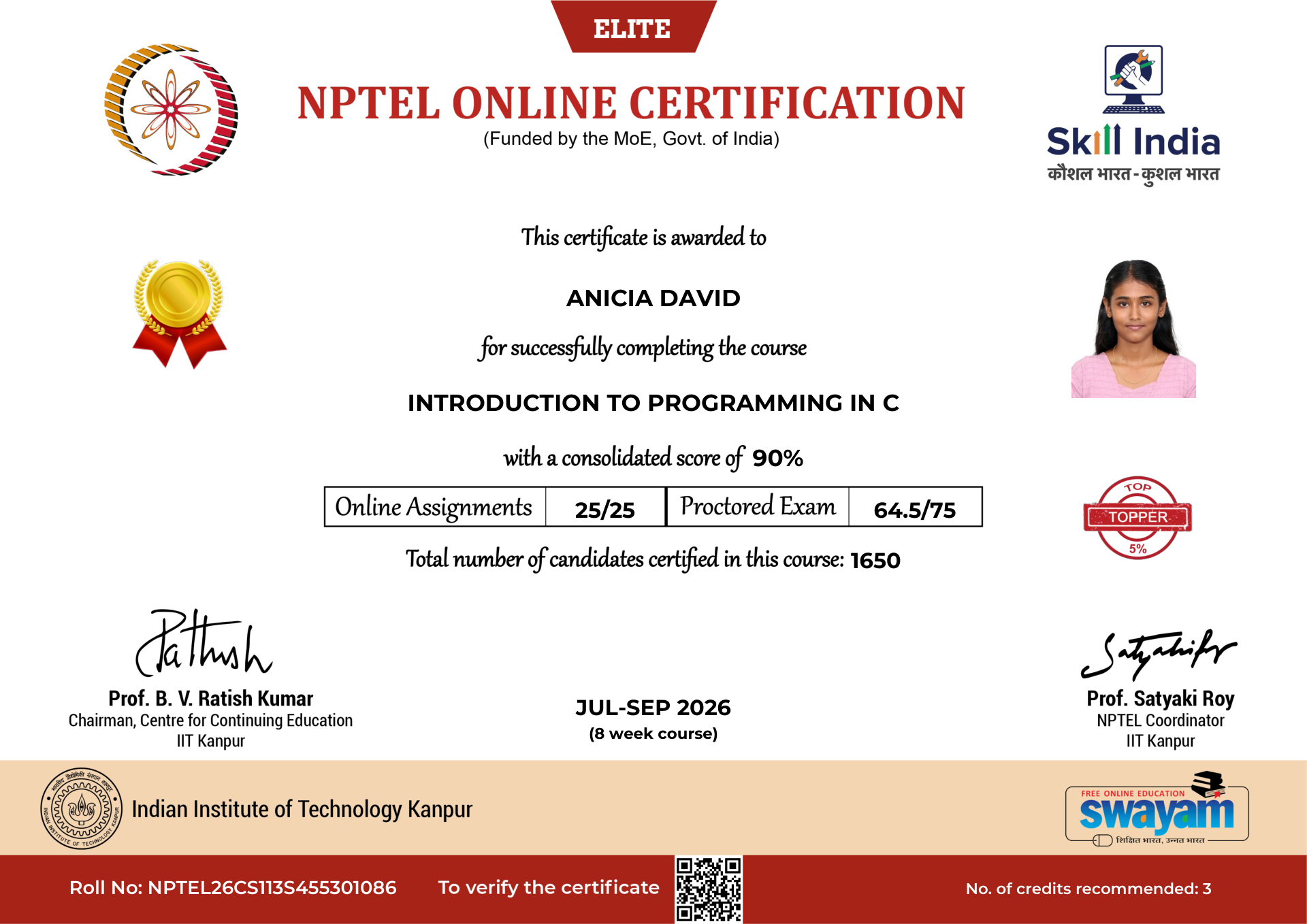 NPTEL Certificate NOC-R12W-BP9S-GBQXG