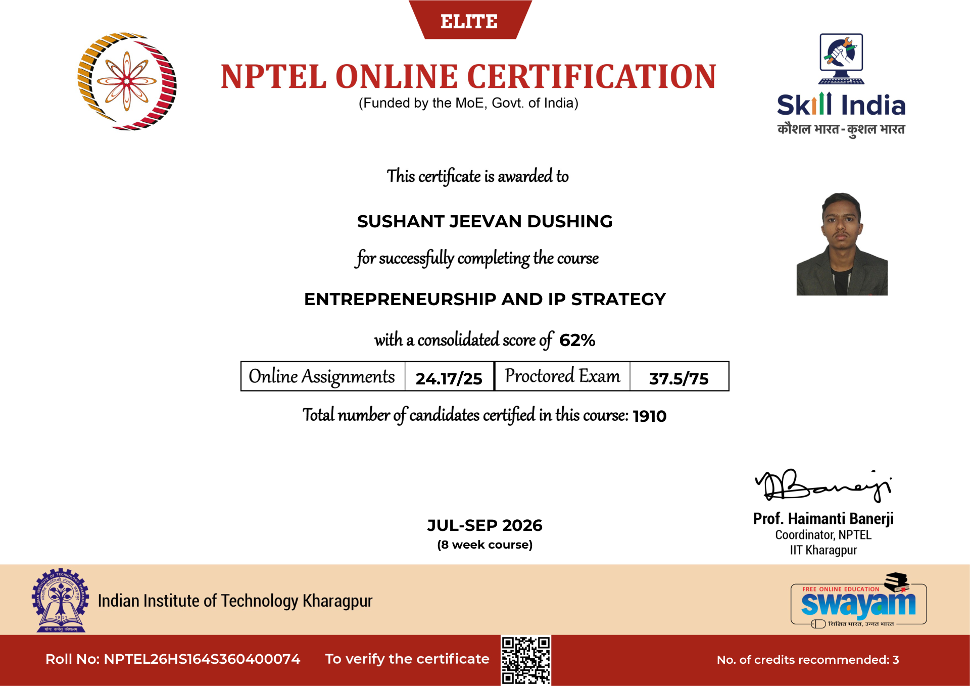 NPTEL Certificate NOC-R1AZ-G0VN-4N7PV