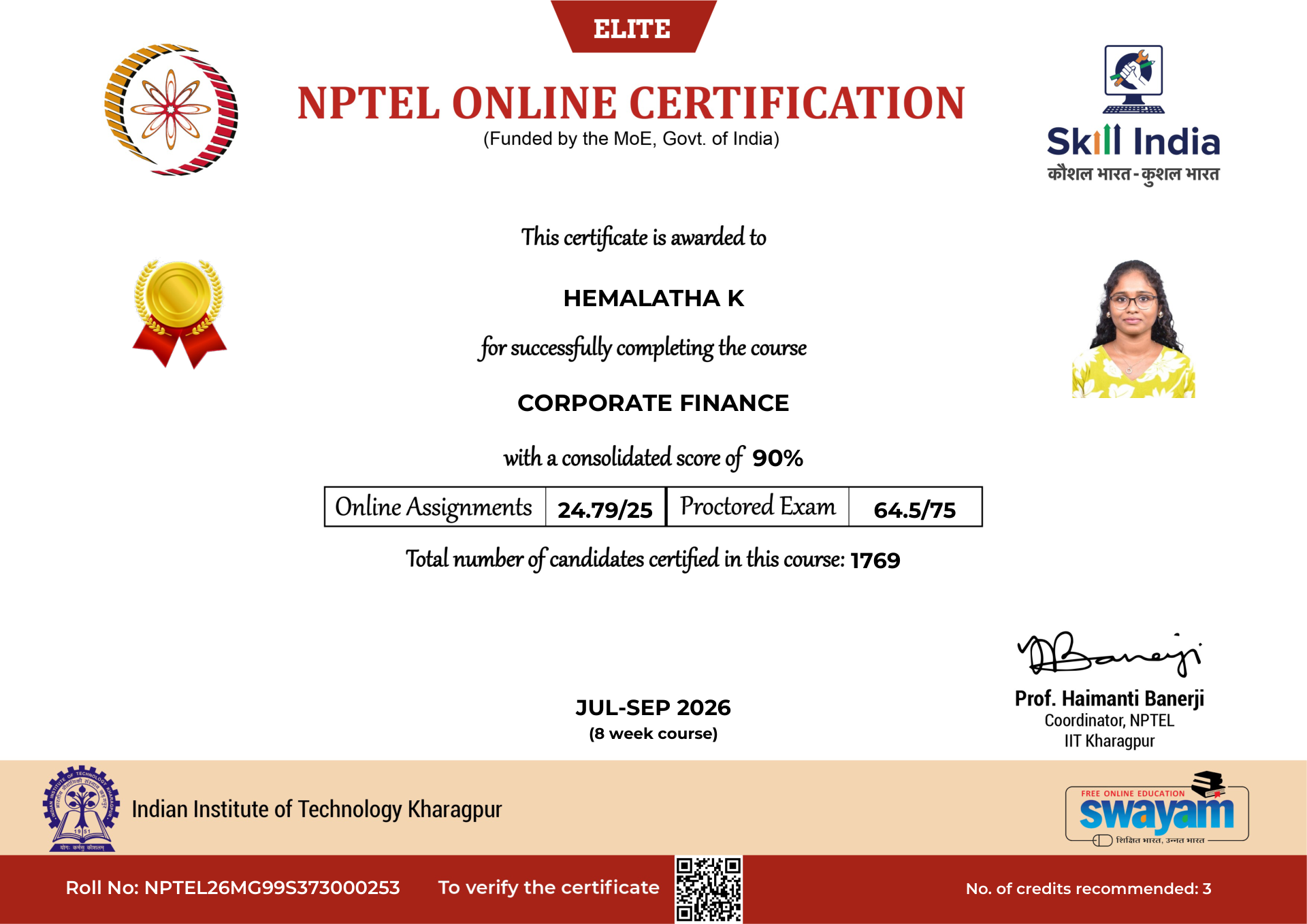 NPTEL Certificate NOC-R1S8-80YB-E8STQ