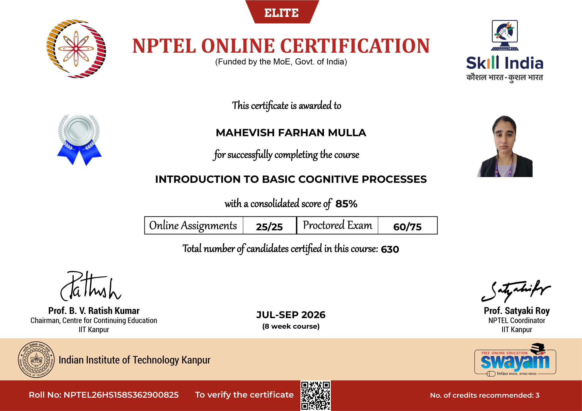 NPTEL Certificate NOC-R7J4-JMNH-QBGRD