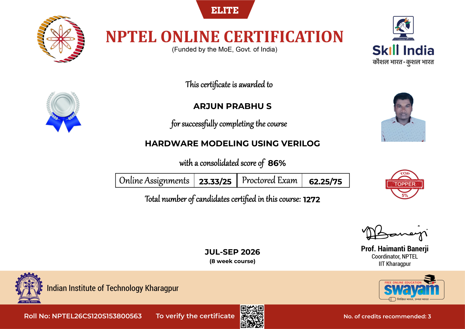 NPTEL Certificate NOC-RHN8-2C4Y-EXW2A